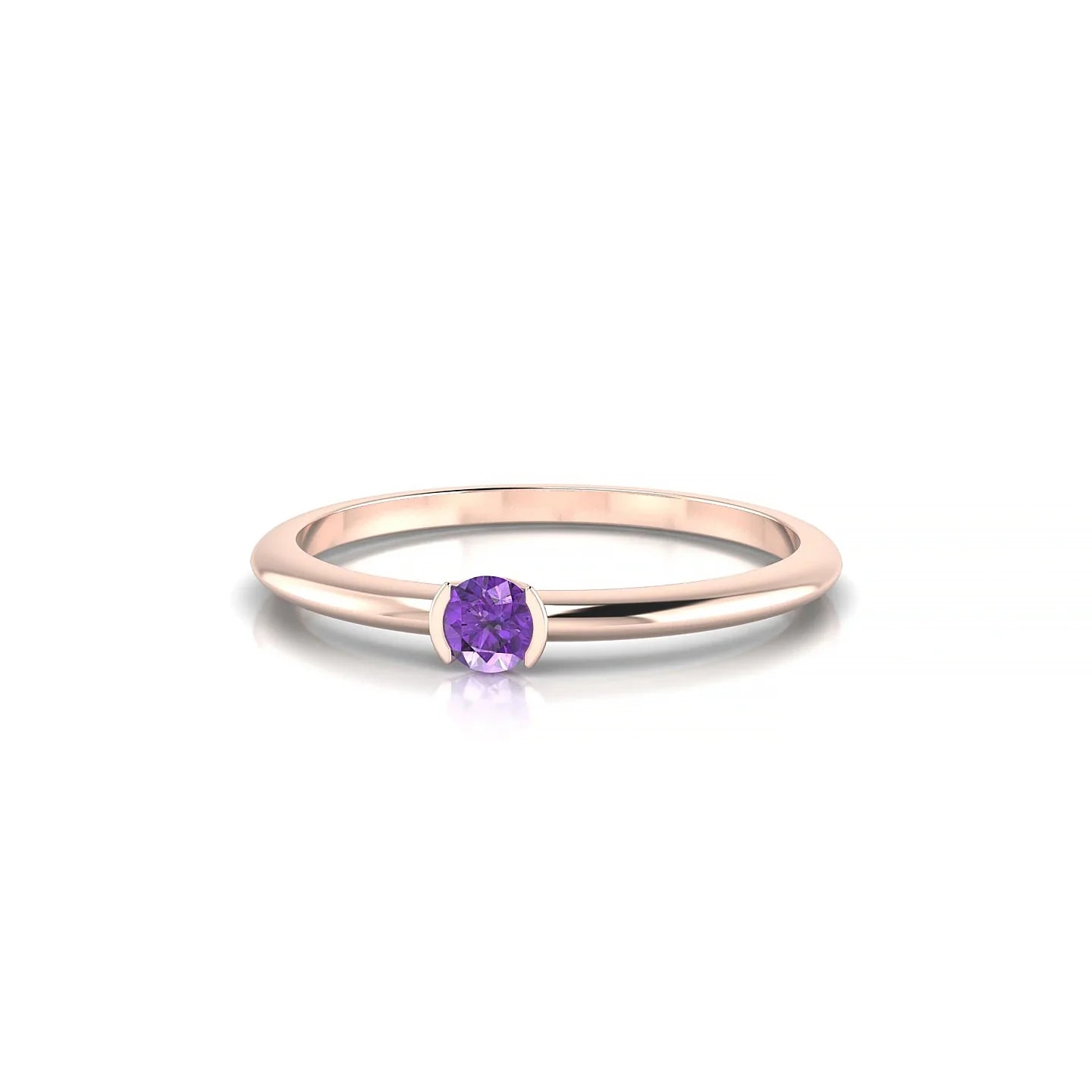 Suspense | 18k Rose Gold 3 mm Round Amethyst Ring
