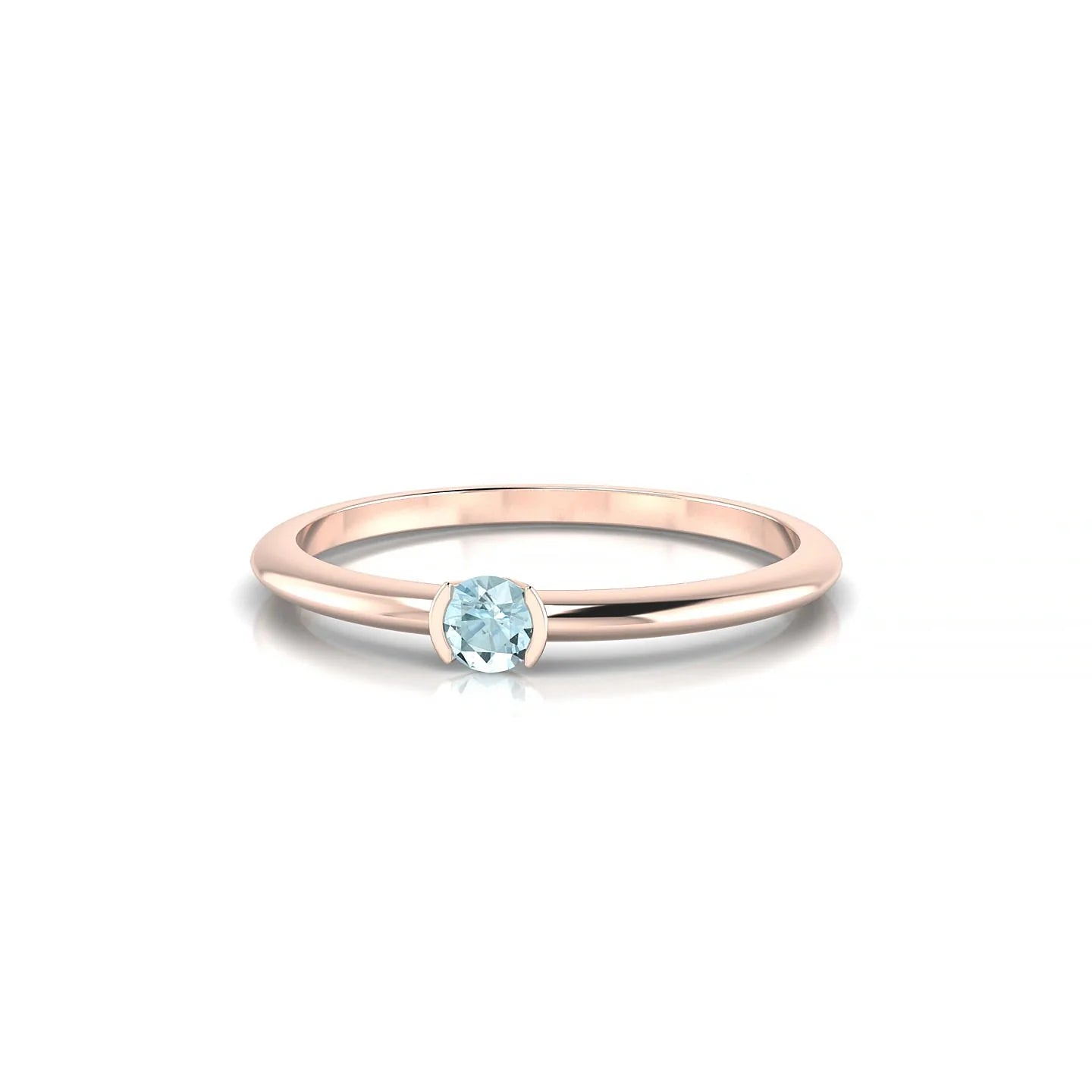 Suspense | 18k Rose Gold 3 mm Round Aquamarine Ring