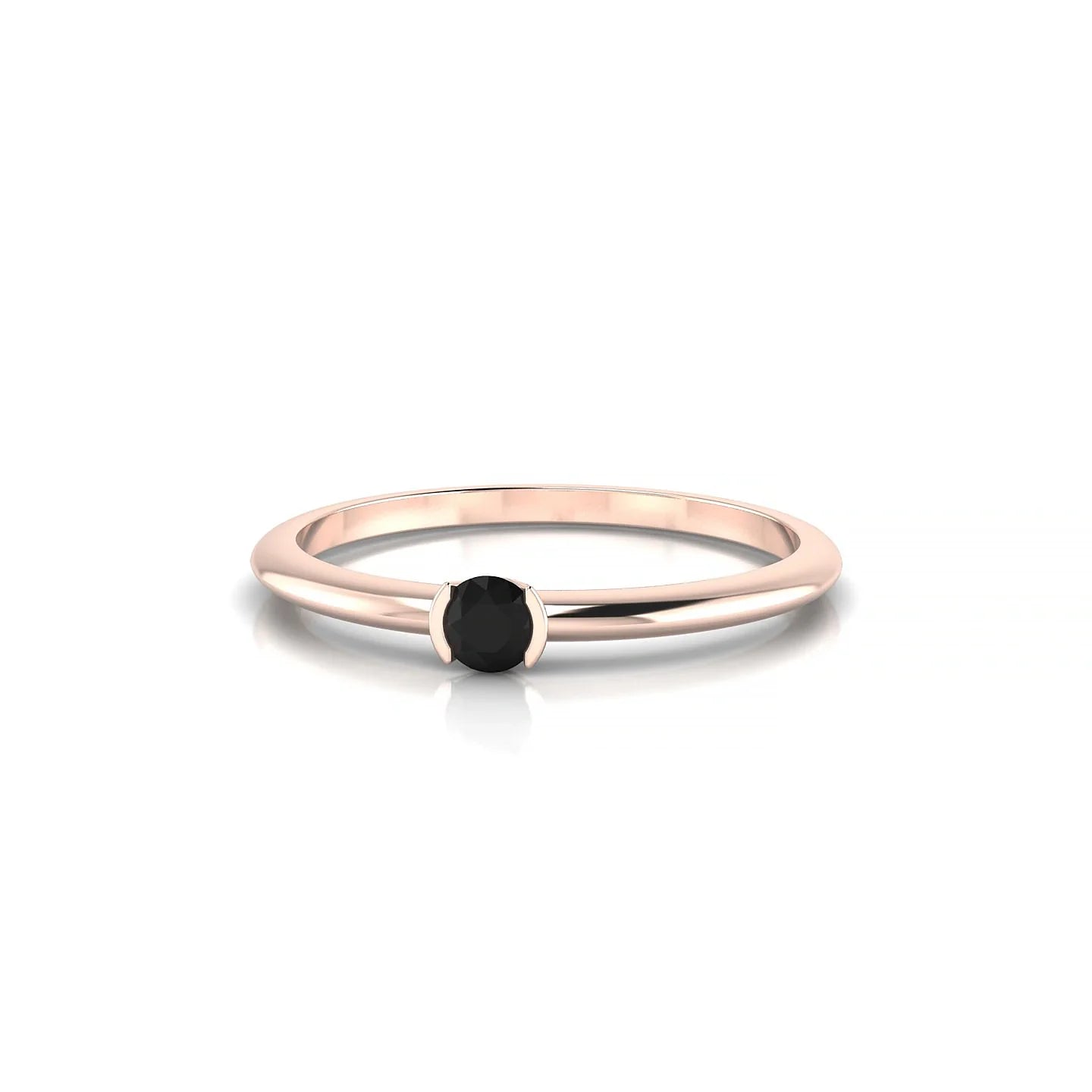 Suspense | 18k Rose Gold 3 mm Round Black Diamond Ring