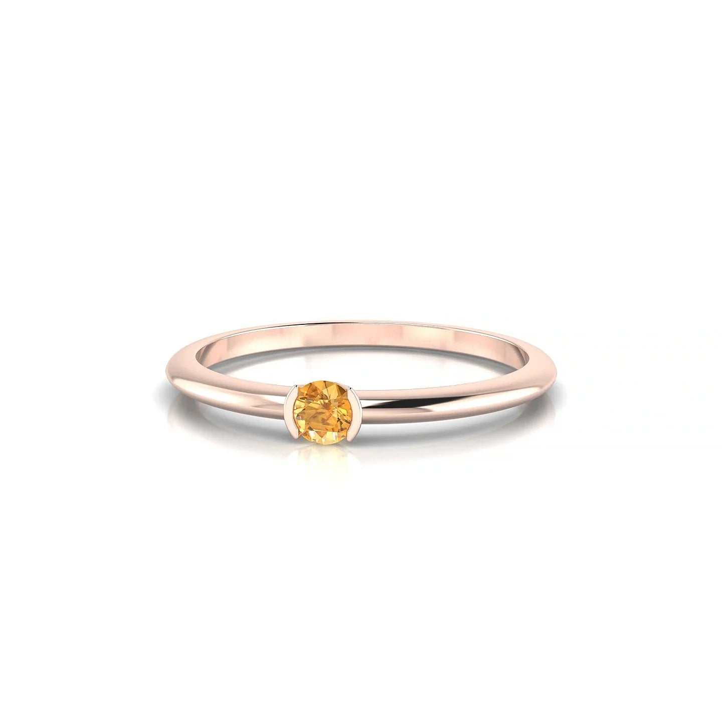 Suspense | 18k Rose Gold 3 mm Round Citrine Ring