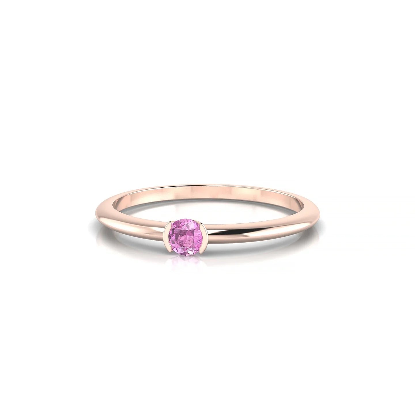 Suspense | 18k Rose Gold 3 mm Round Pink Sapphire Ring