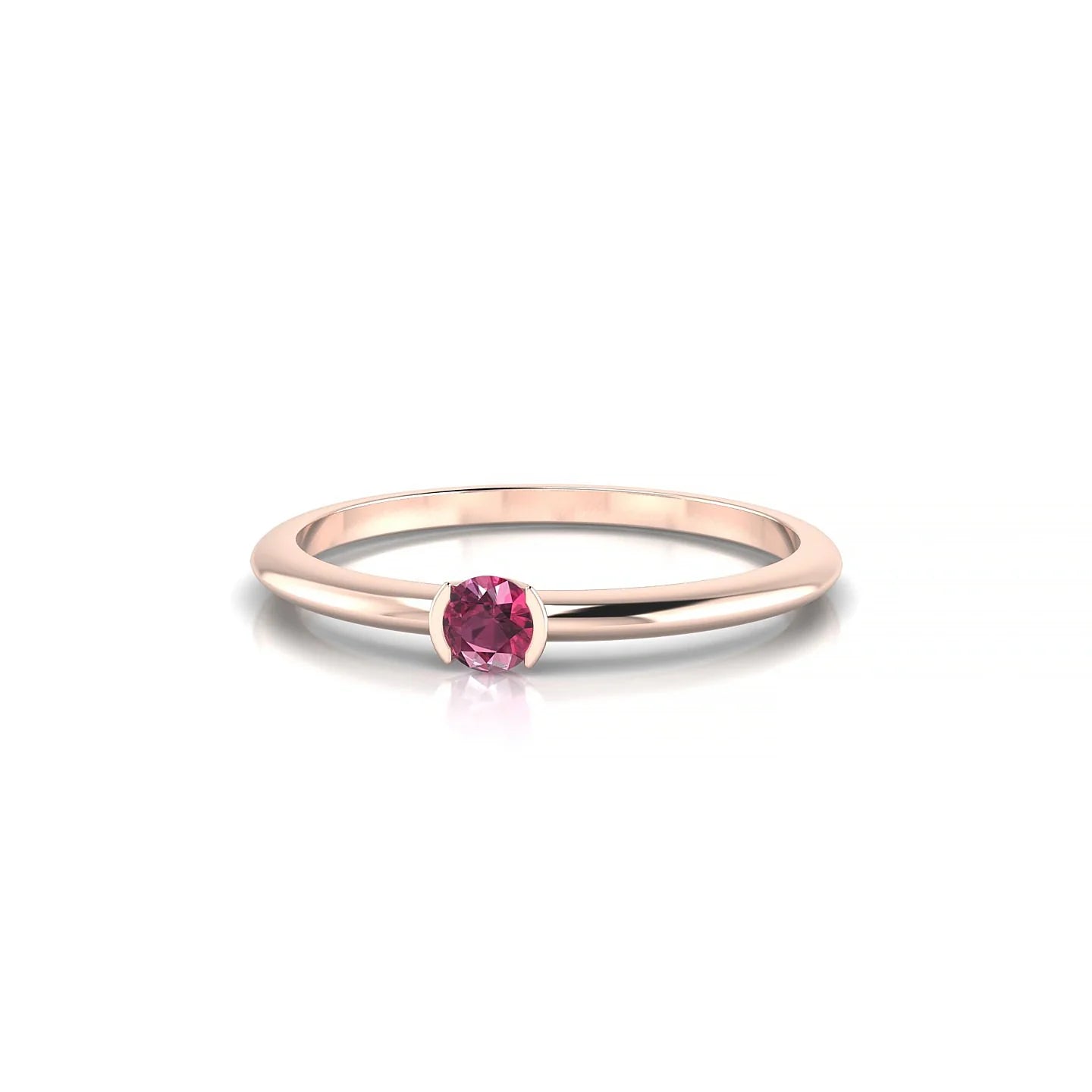 Suspense | 18k Rose Gold 3 mm Round Rhodolite Ring