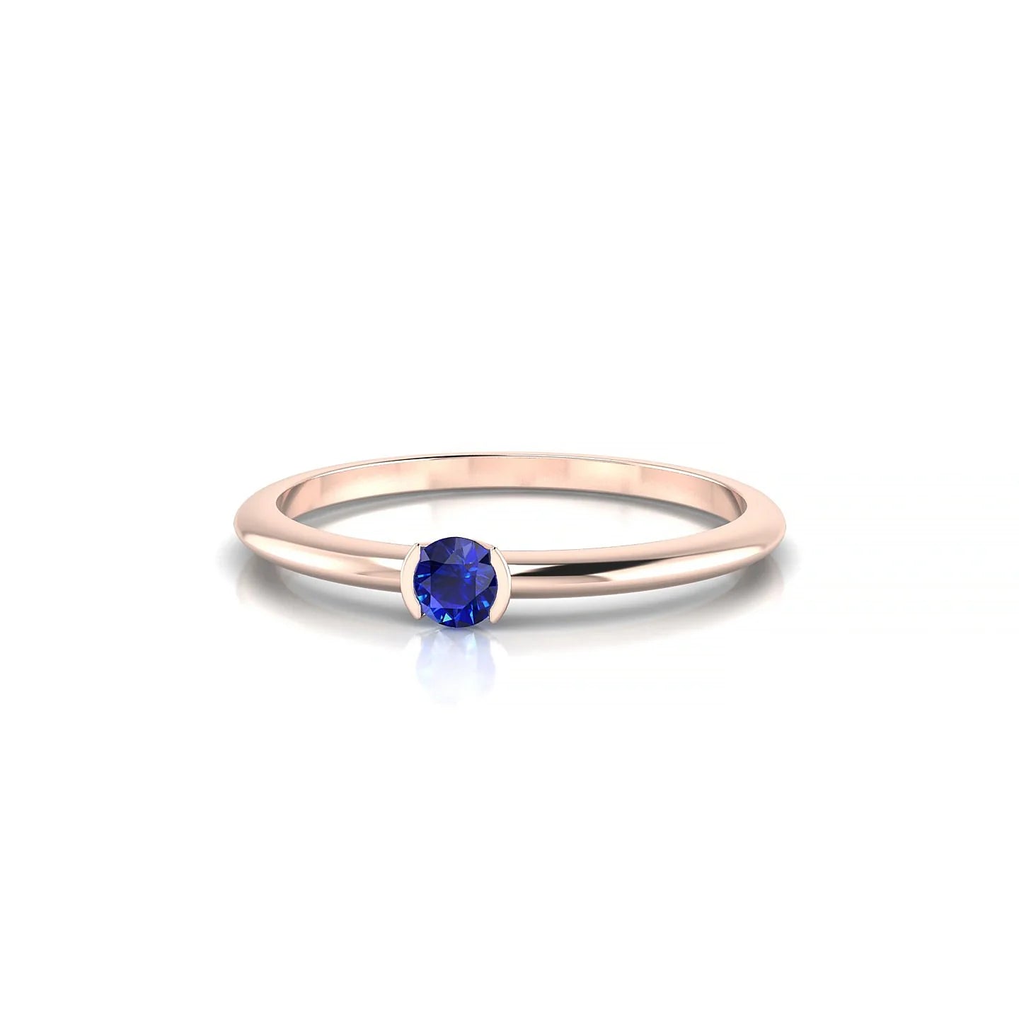 Suspense | 18k Rose Gold 3 mm Round Sapphire Ring