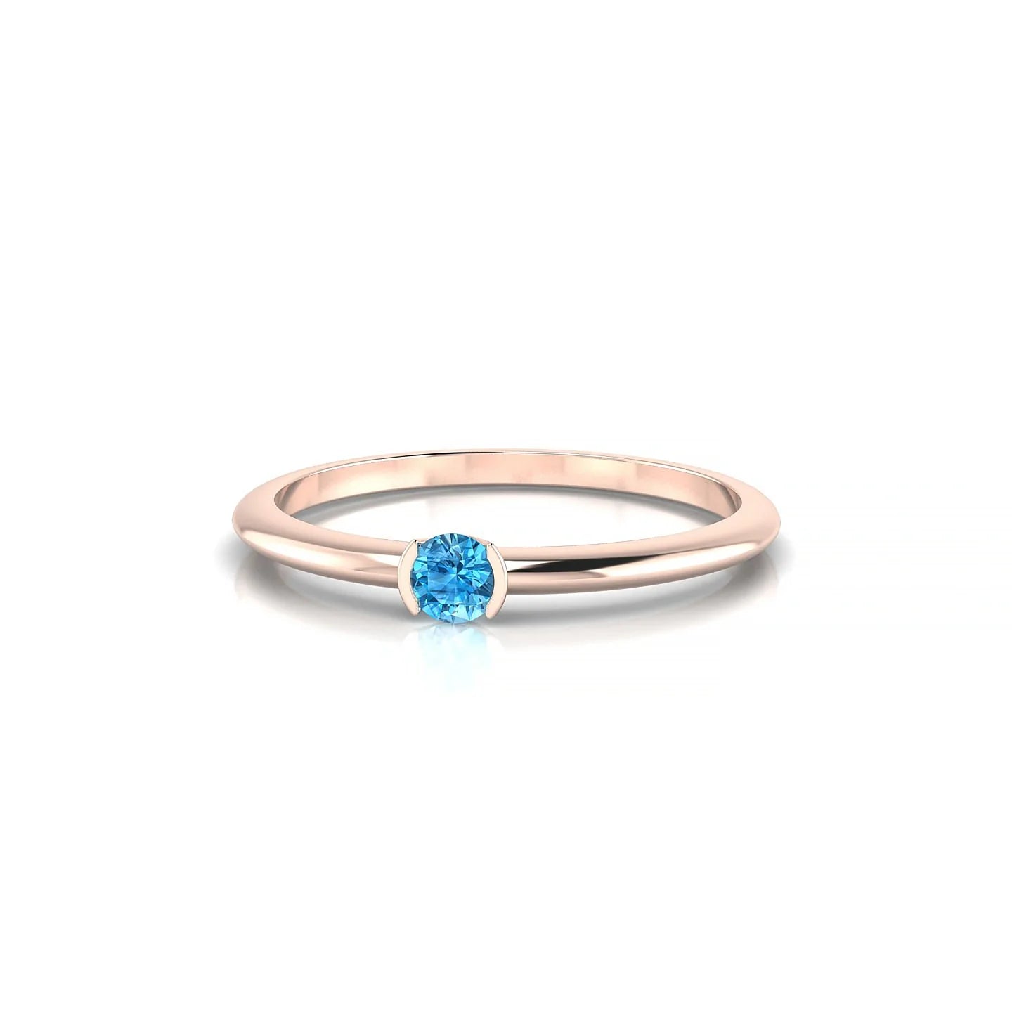 Suspense | 18k Rose Gold 3 mm Round Topaz Ring