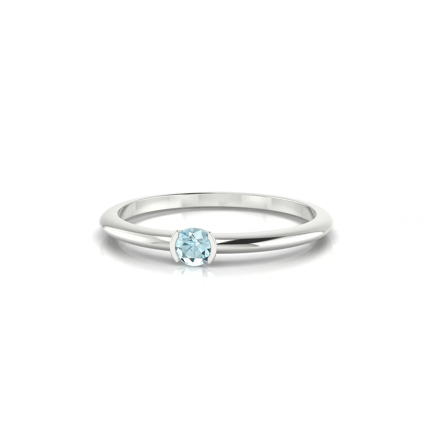 Suspense | 18k White Gold 3 mm Round Aquamarine Ring
