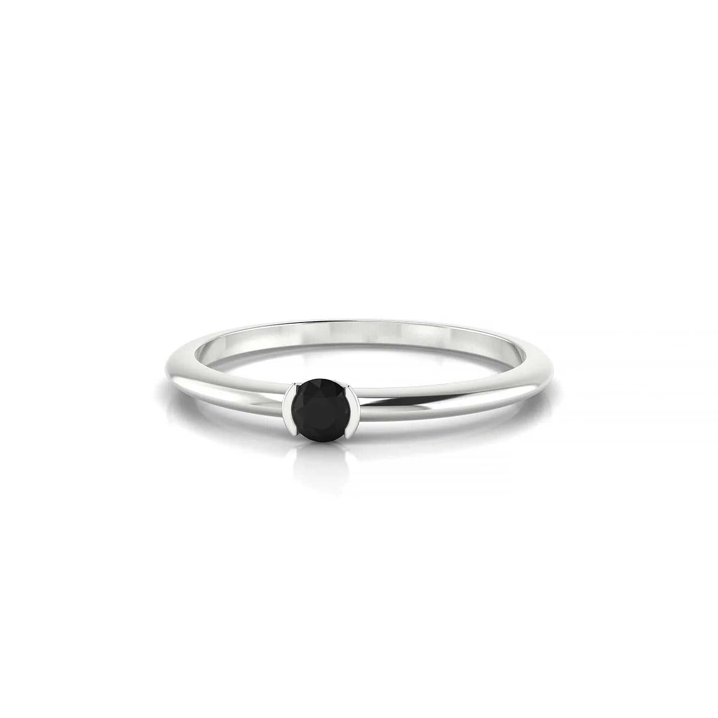 Suspense | 18k White Gold 3 mm Round Black Diamond Ring