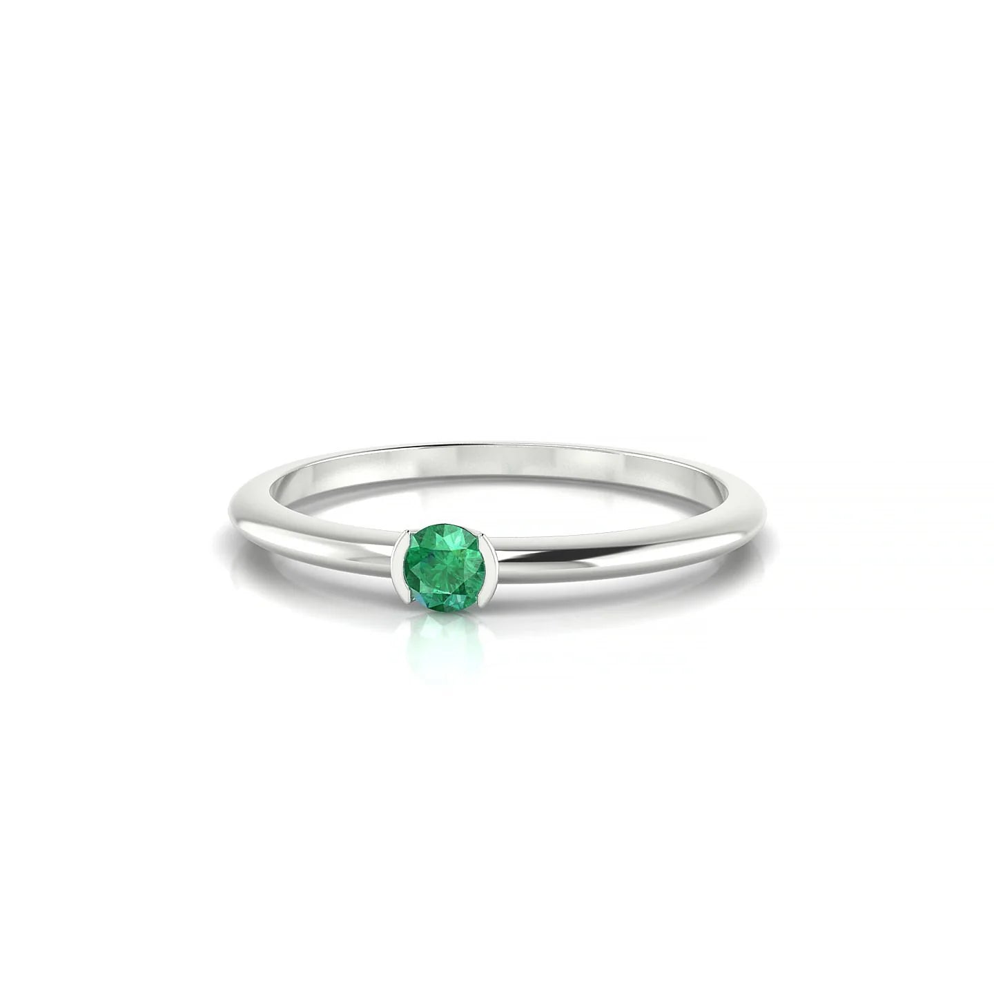 Suspense | 18k White Gold 3 mm Round Emerald Ring