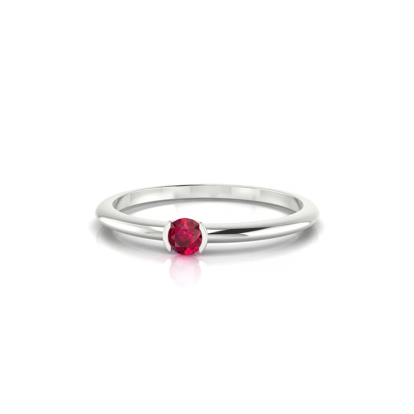 Suspense | 18k White Gold 3 mm Round Ruby Ring