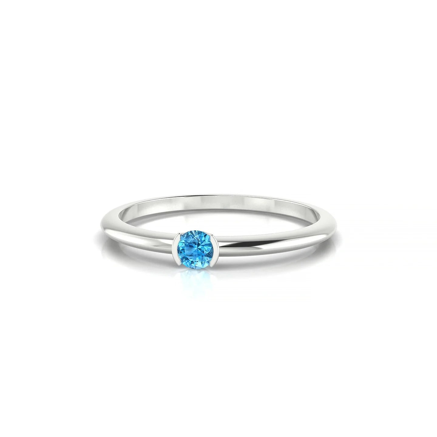 Suspense | 18k White Gold 3 mm Round Topaz Ring