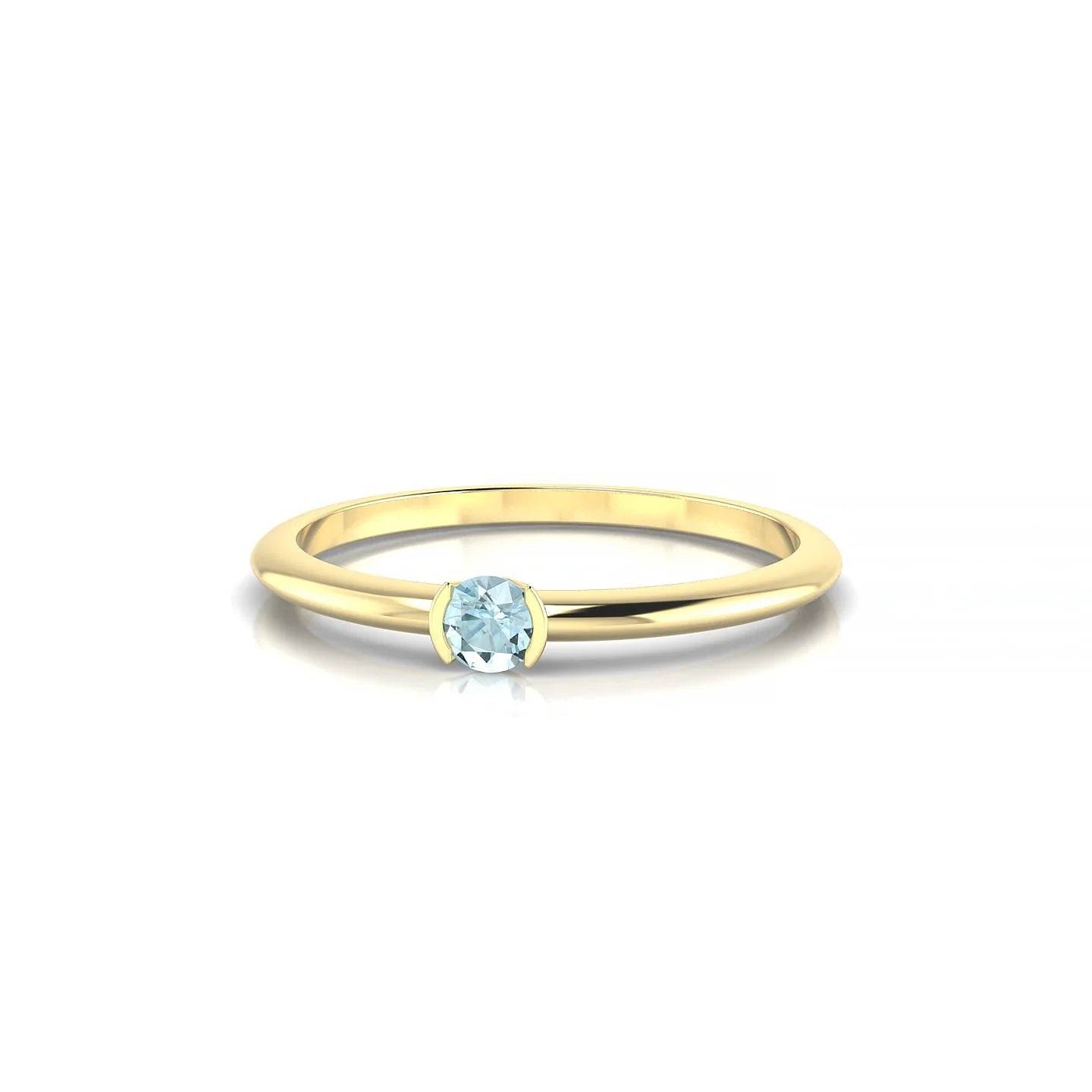 Suspense | 18k Yellow Gold 3 mm Round Aquamarine Ring