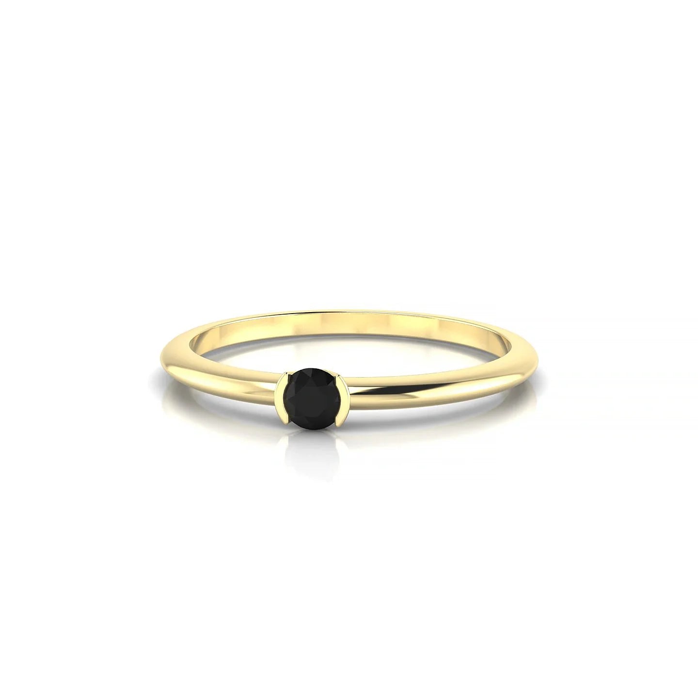Suspense | 18k Yellow Gold 3 mm Round Black Diamond Ring