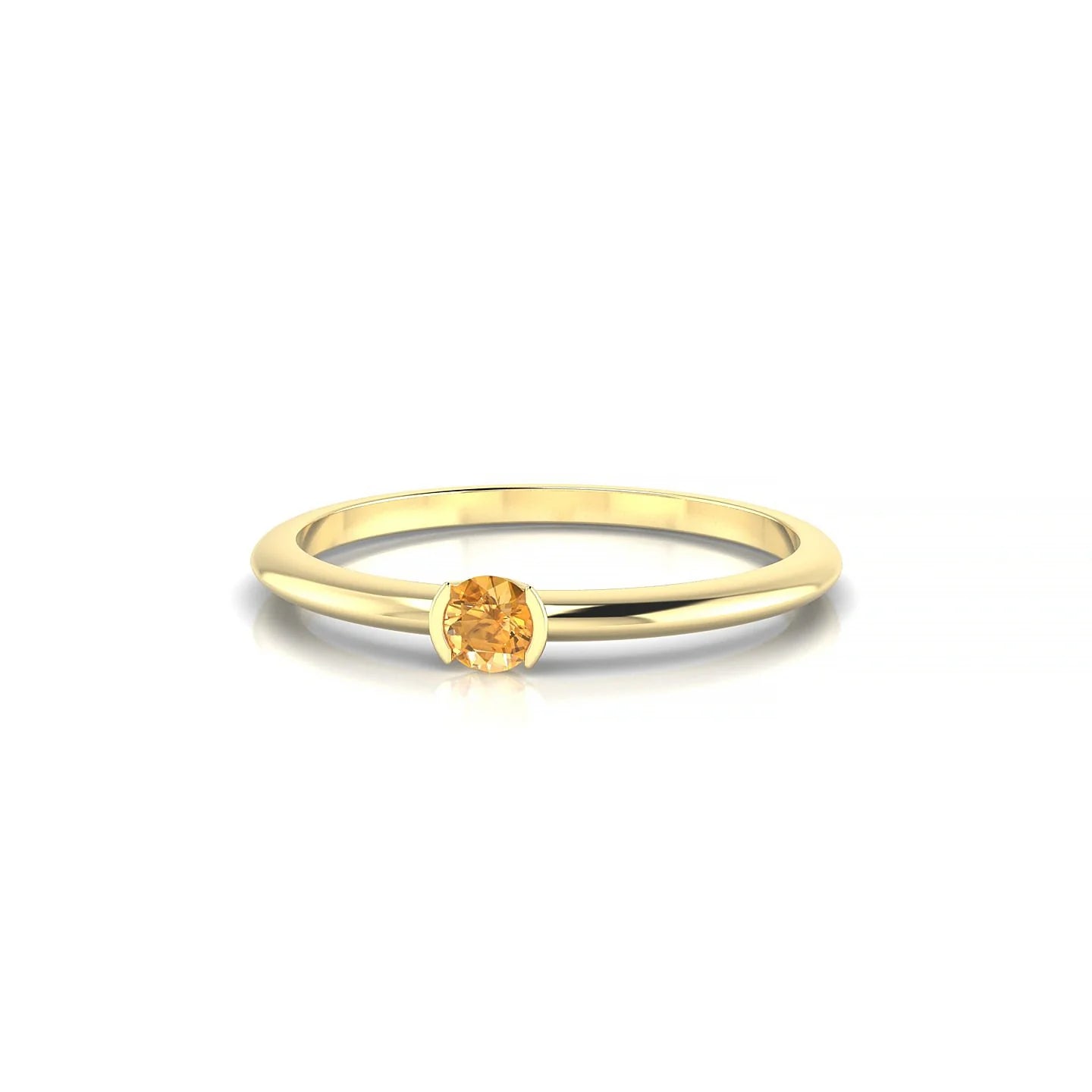 Suspense | 18k Yellow Gold 3 mm Round Citrine Ring