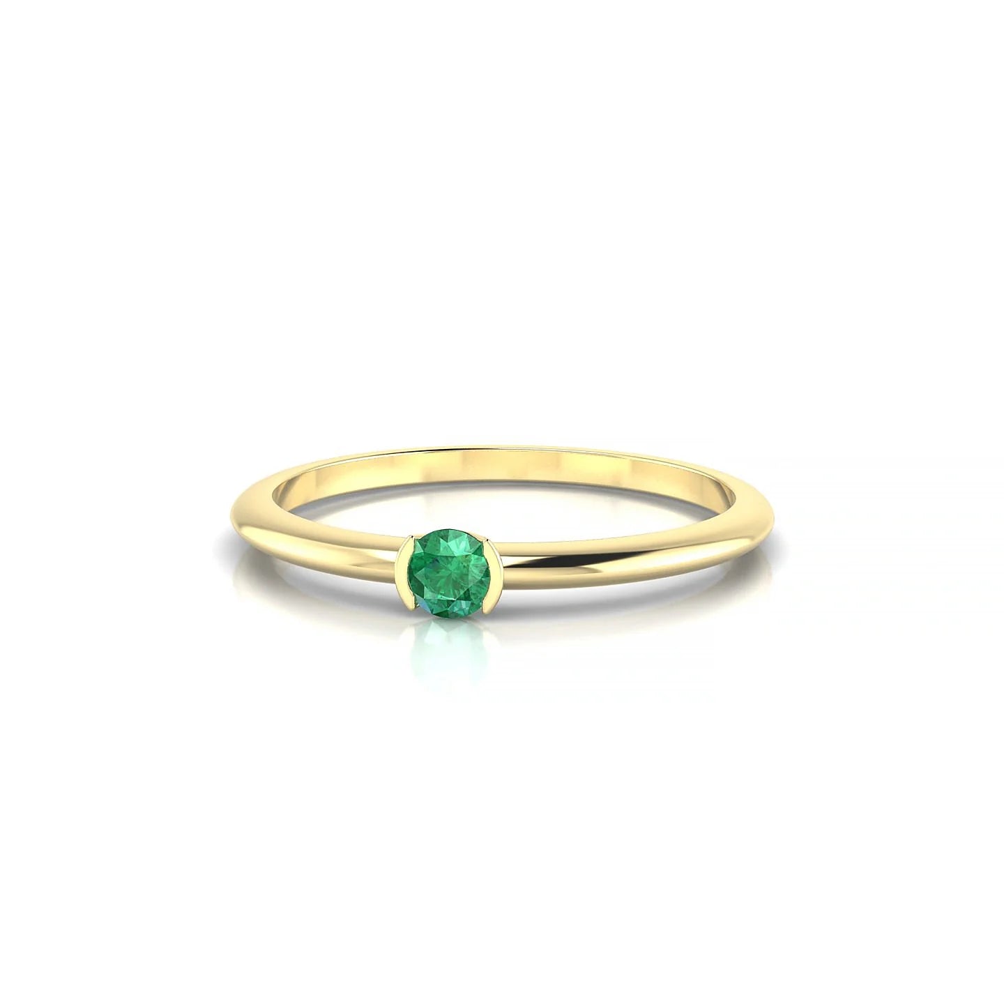 Suspense | 18k Yellow Gold 3 mm Round Emerald Ring