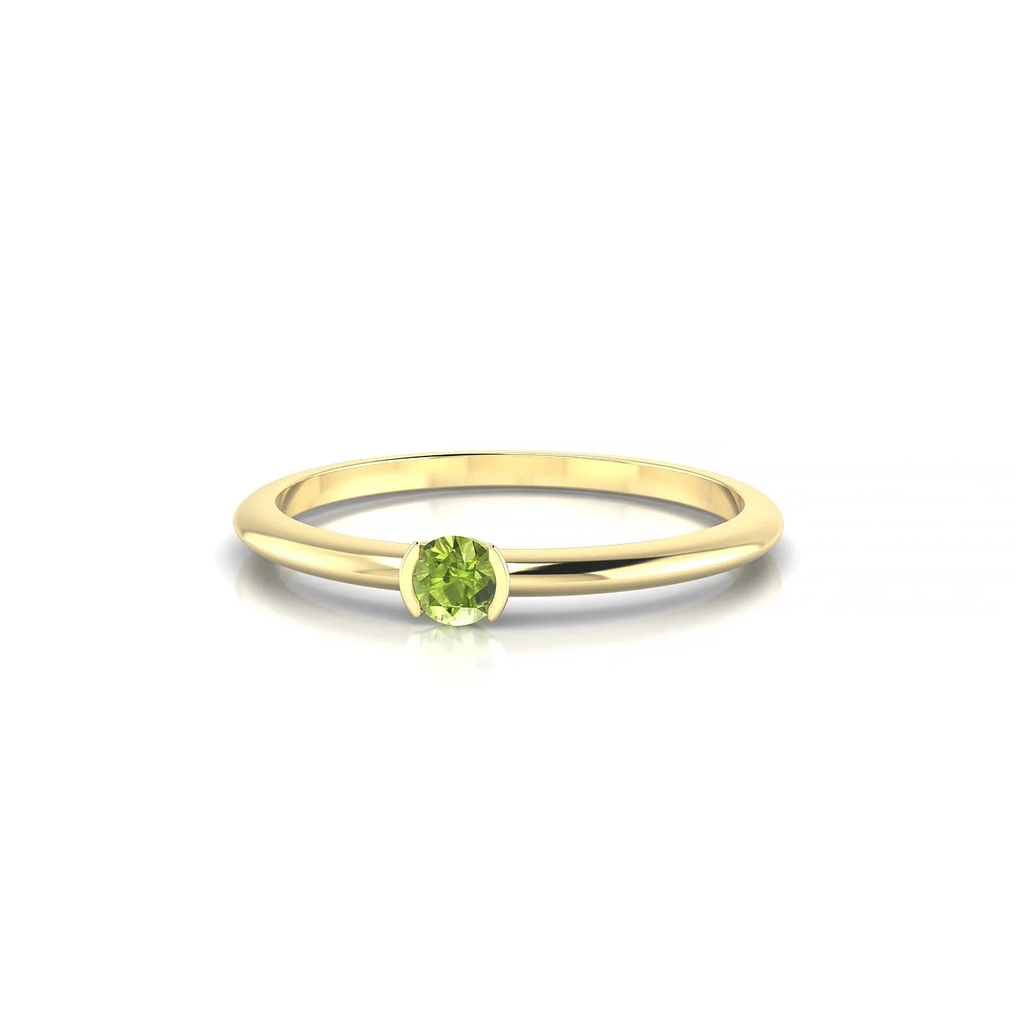 Suspense | 18k Yellow Gold 3 mm Round Peridot Ring