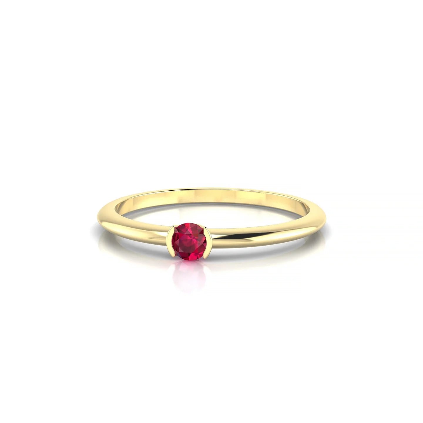 Suspense | 18k Yellow Gold 3 mm Round Ruby Ring