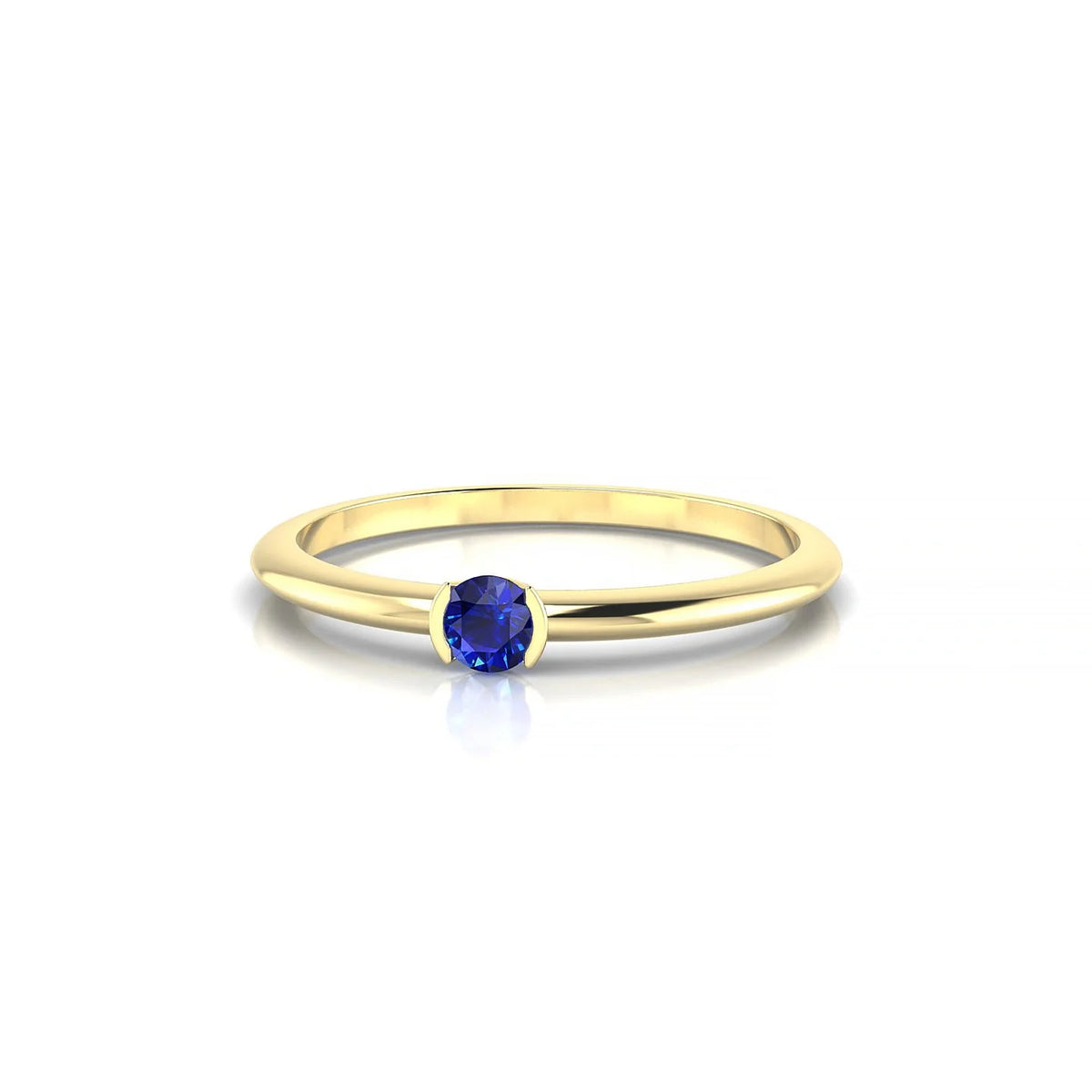 Suspense | 18k Yellow Gold 3 mm Round Sapphire Ring