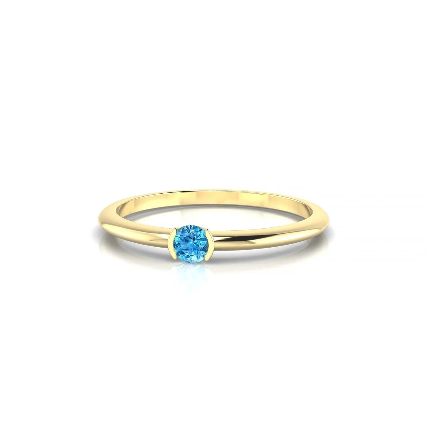 Suspense | 18k Yellow Gold 3 mm Round Topaz Ring