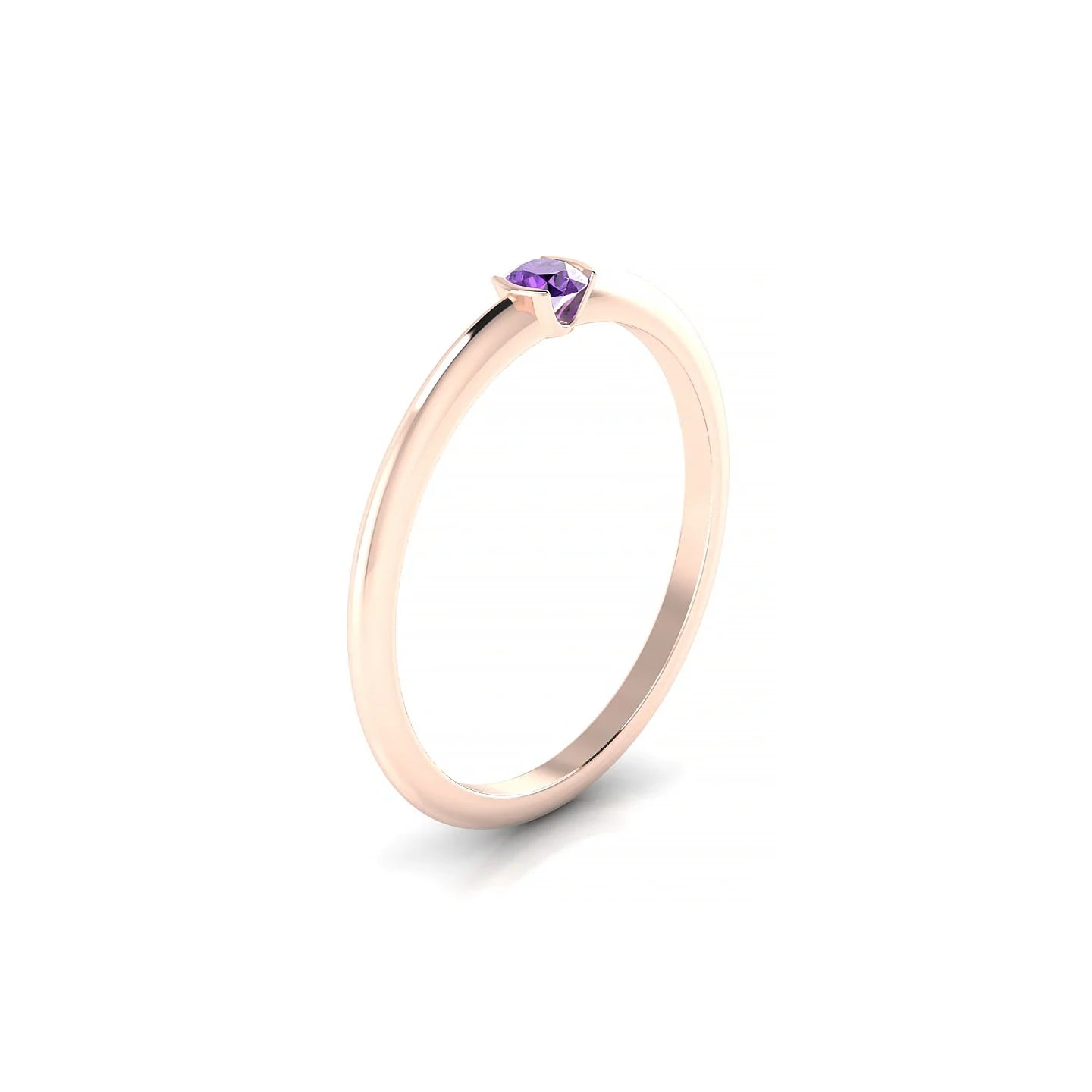 Suspense | 18k Rose Gold 3 mm Round Amethyst Ring