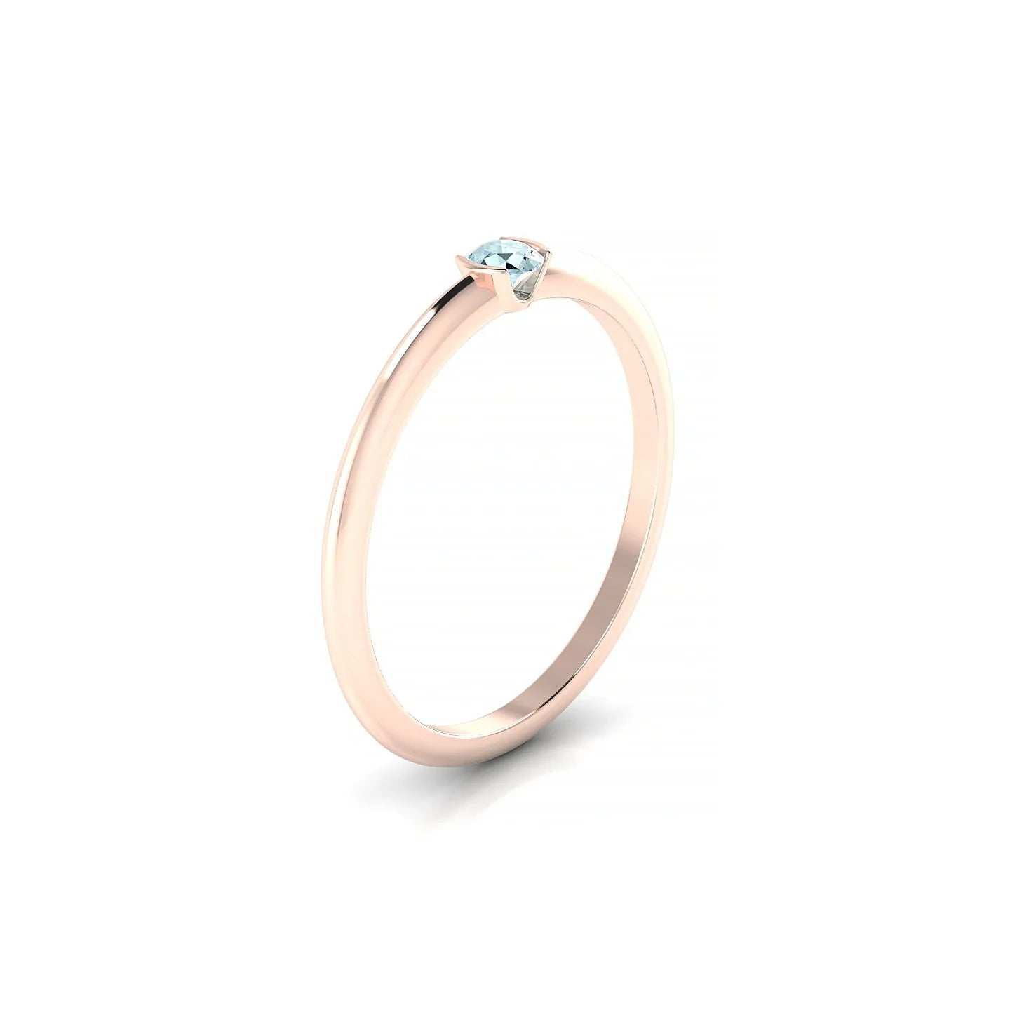 Suspense | 18k Rose Gold 3 mm Round Aquamarine Ring