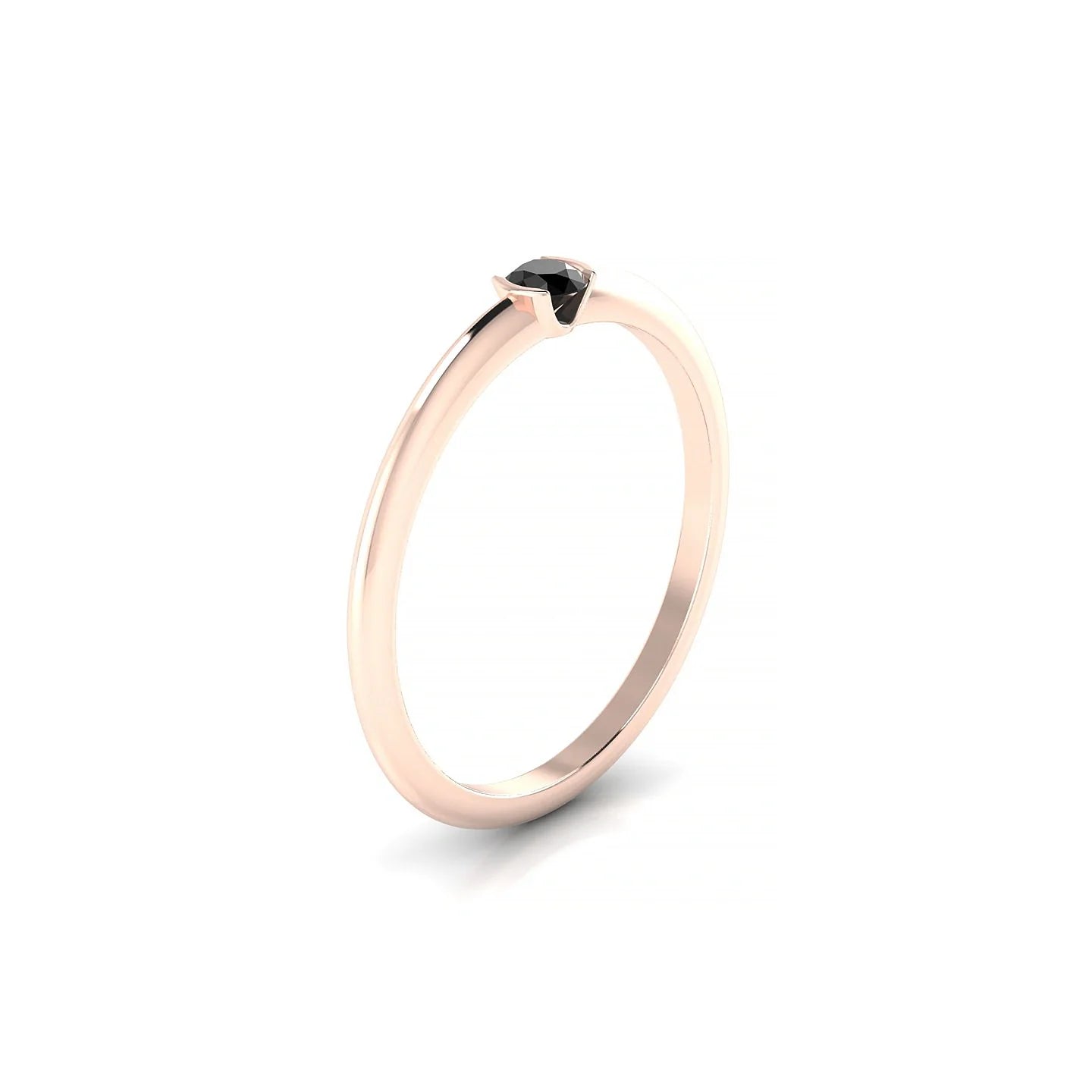 Suspense | 18k Rose Gold 3 mm Round Black Diamond Ring