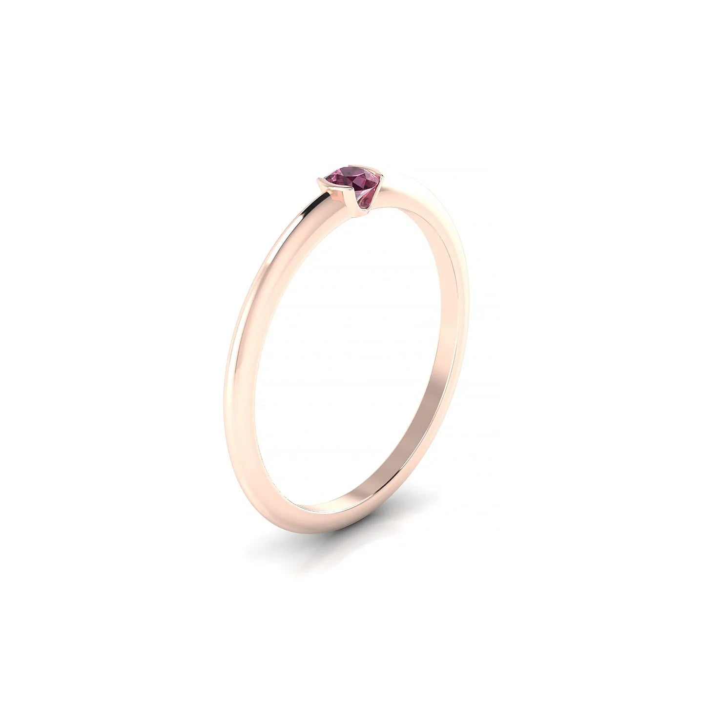 Suspense | 18k Rose Gold 3 mm Round Rhodolite Ring