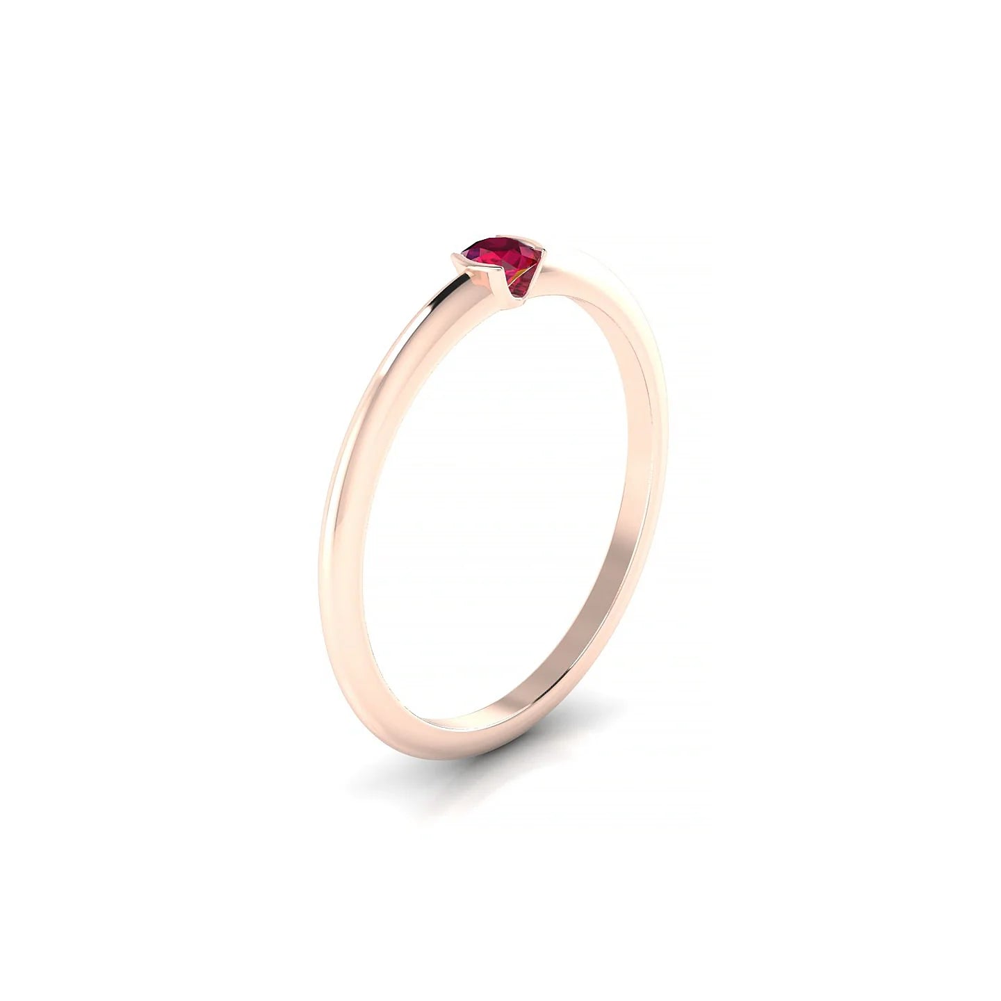 Suspense | 18k Rose Gold 3 mm Round Ruby Ring