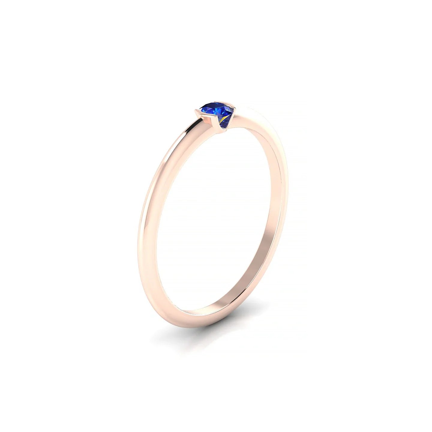 Suspense | 18k Rose Gold 3 mm Round Sapphire Ring