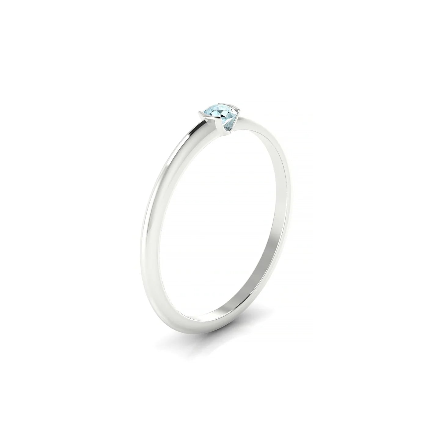 Suspense | 18k White Gold 3 mm Round Aquamarine Ring