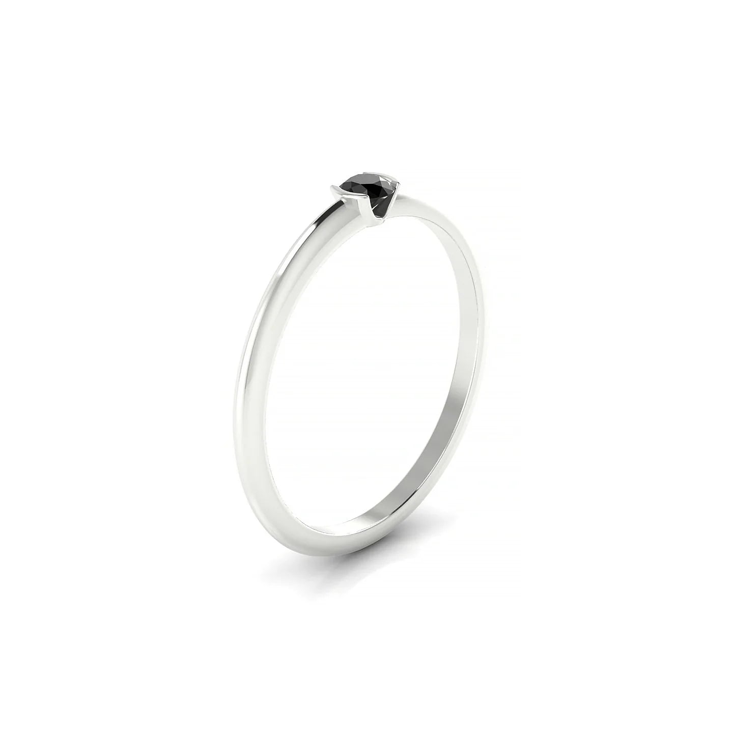 Suspense | 18k White Gold 3 mm Round Black Diamond Ring