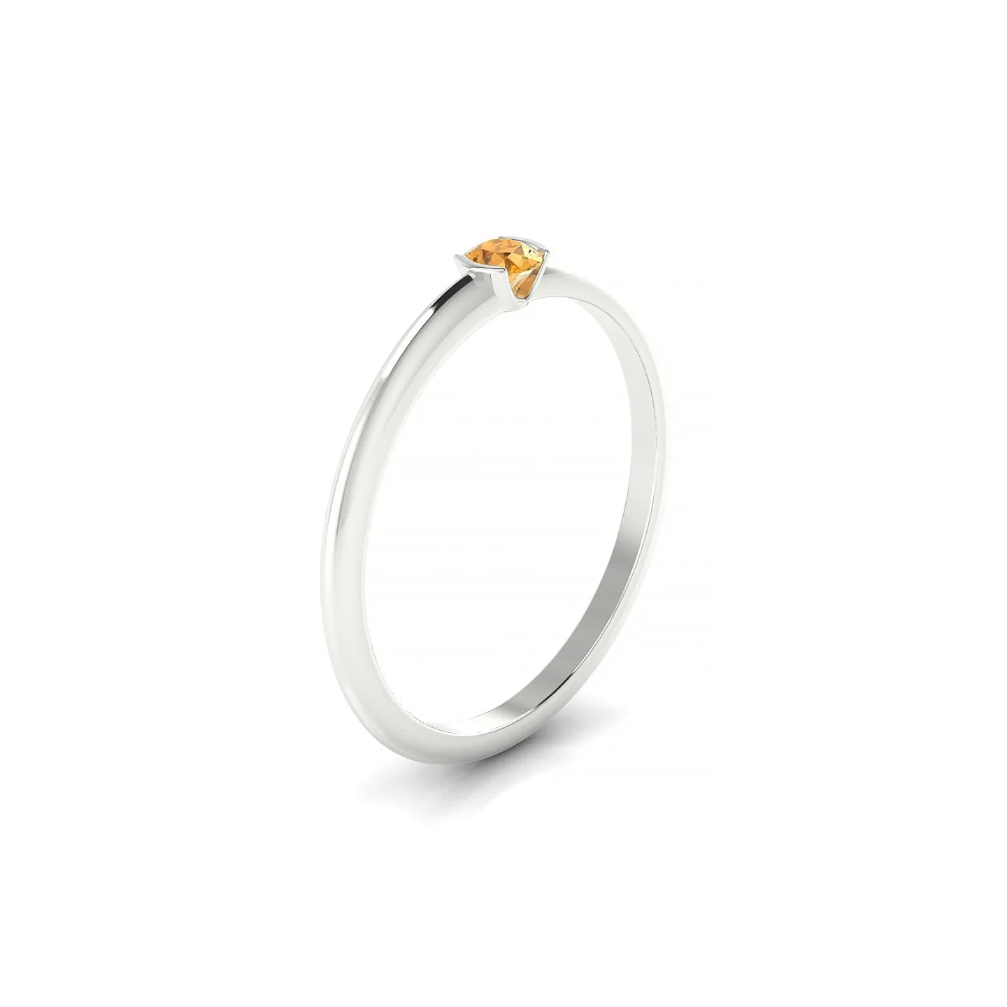 Suspense | 18k White Gold 3 mm Round Citrine Ring