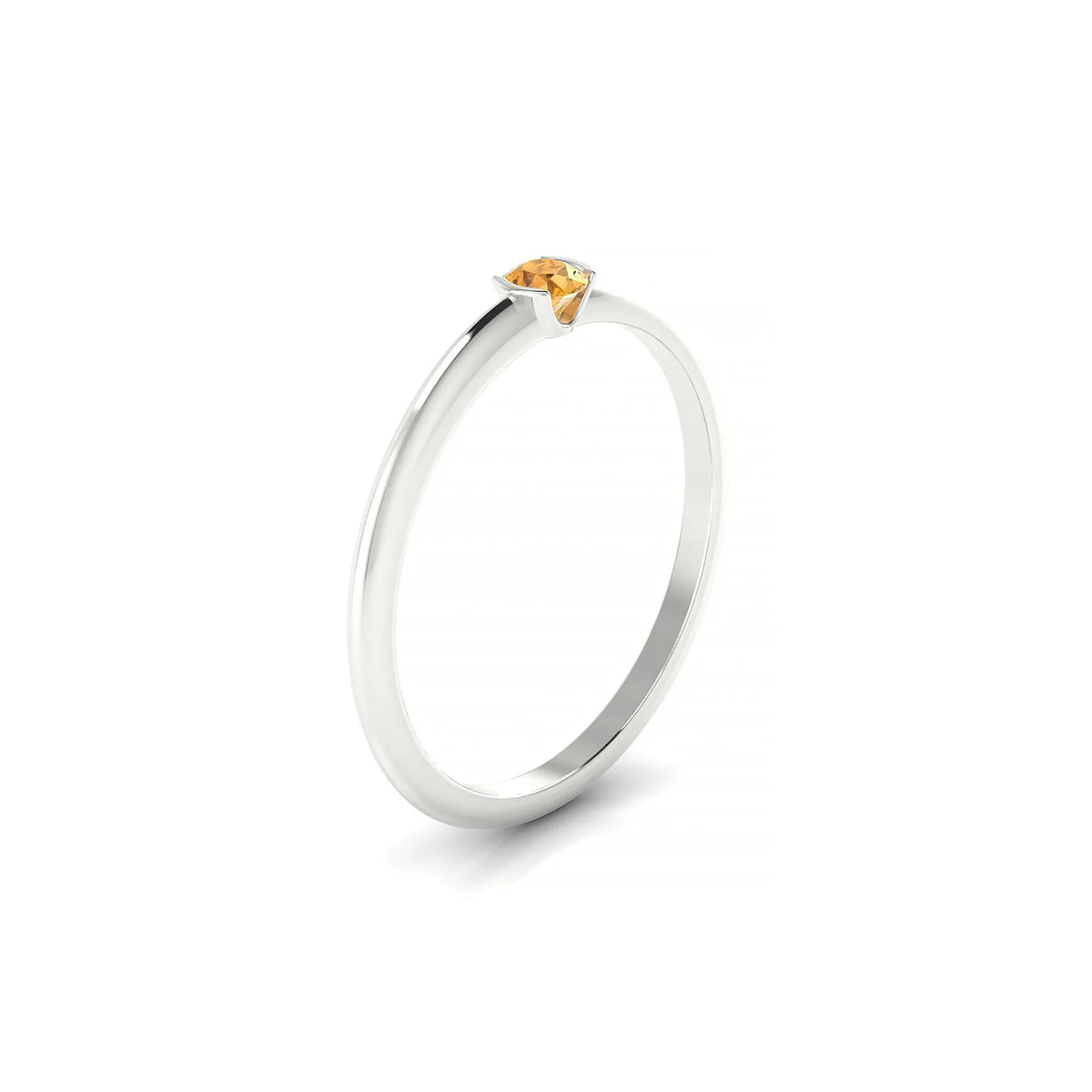 Suspense | 18k White Gold 3 mm Round Citrine Ring