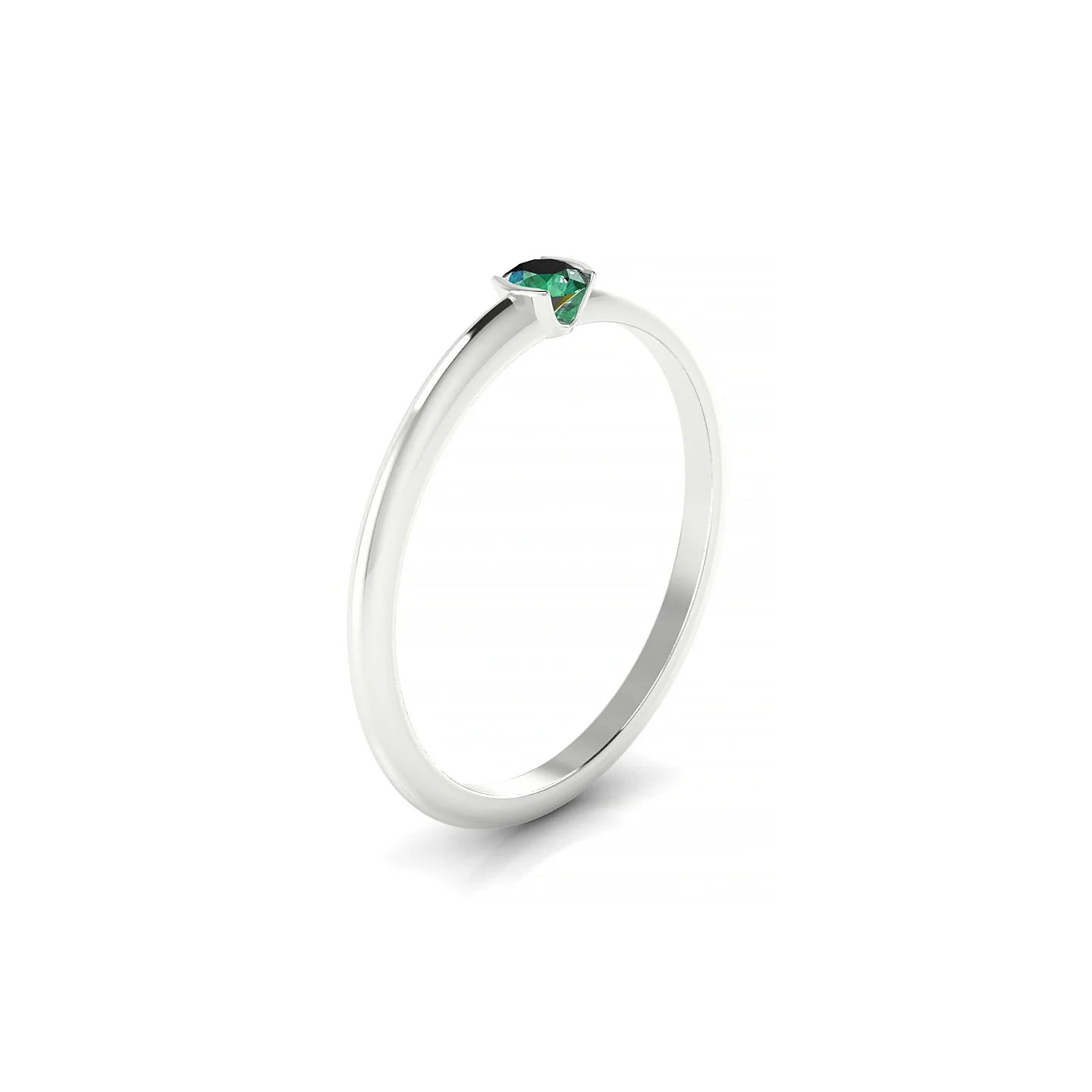 Suspense | 18k White Gold 3 mm Round Emerald Ring