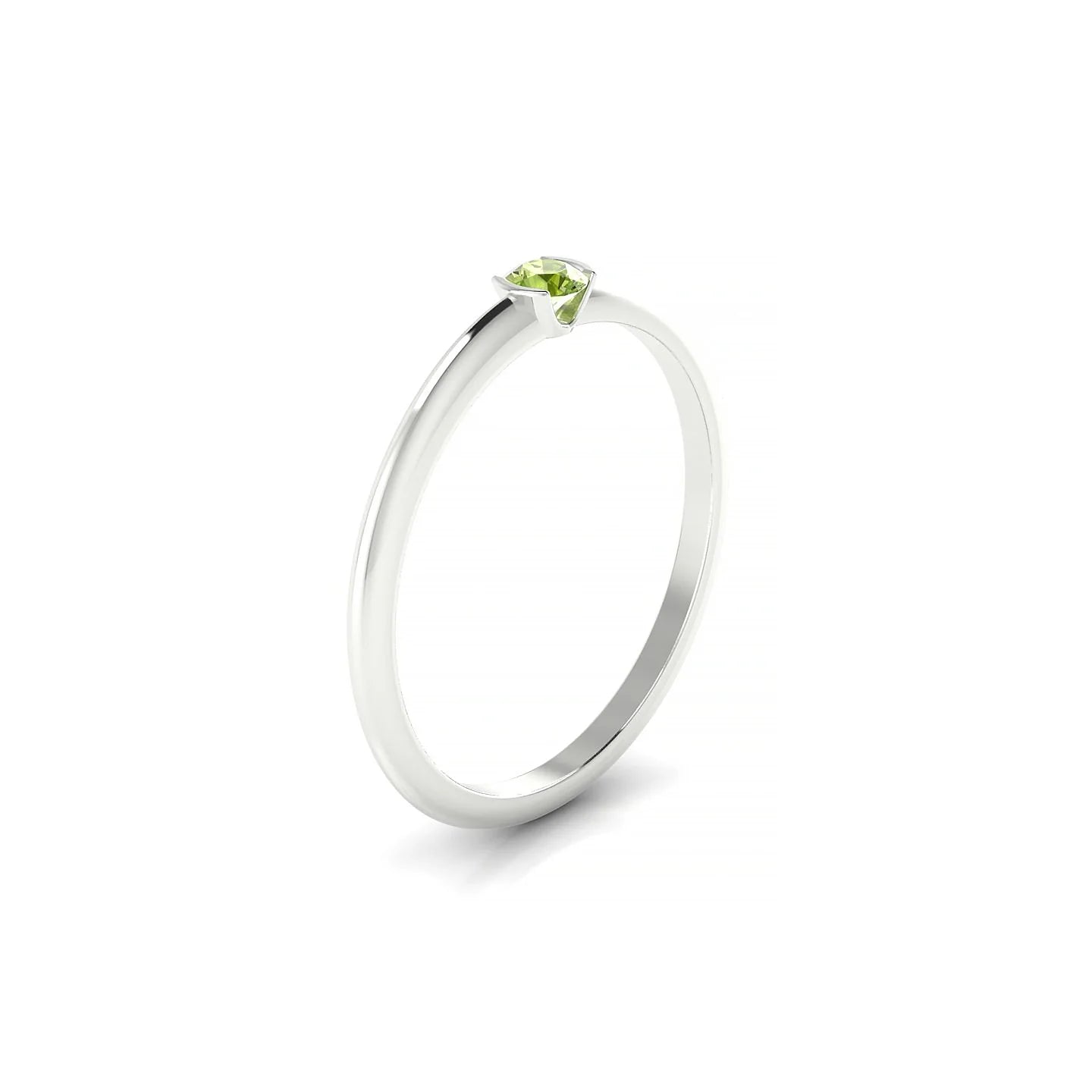 Suspense | 18k White Gold 3 mm Round Peridot Ring