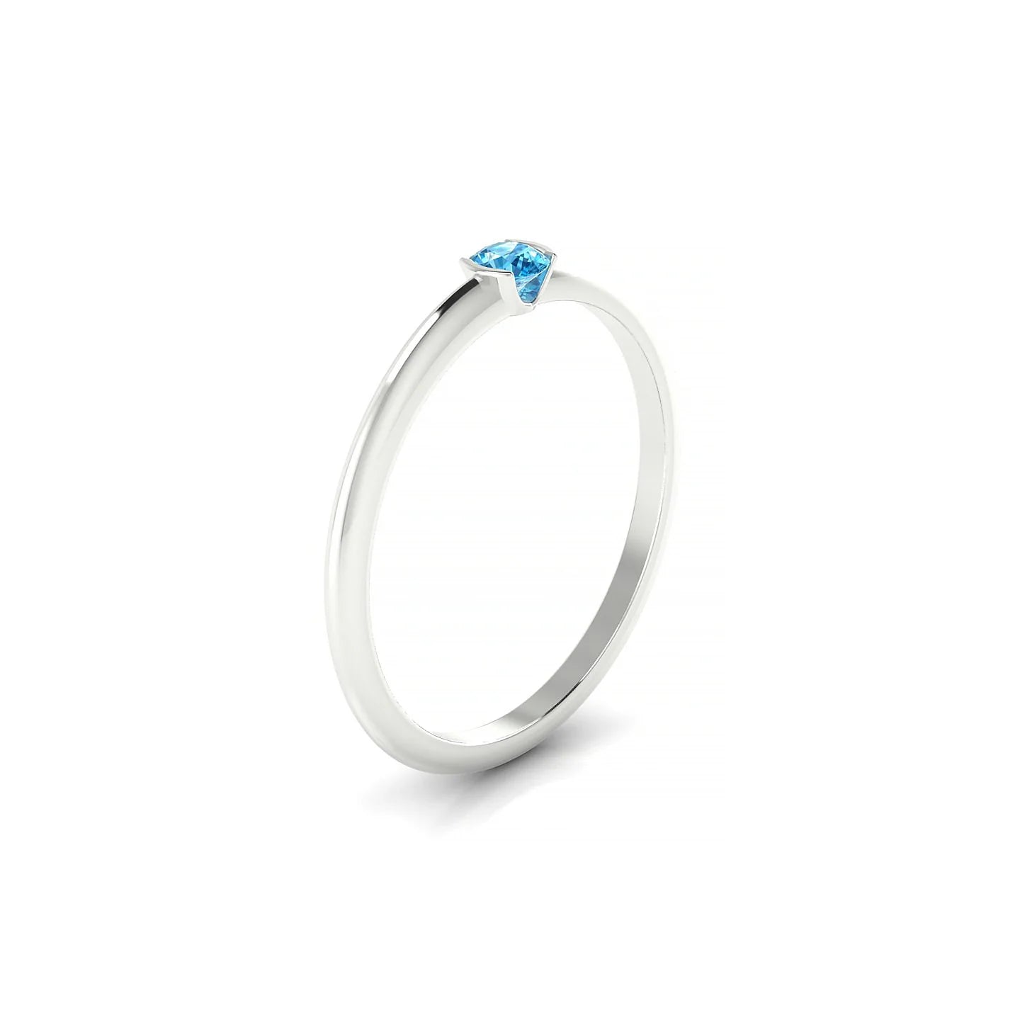 Suspense | 18k White Gold 3 mm Round Topaz Ring