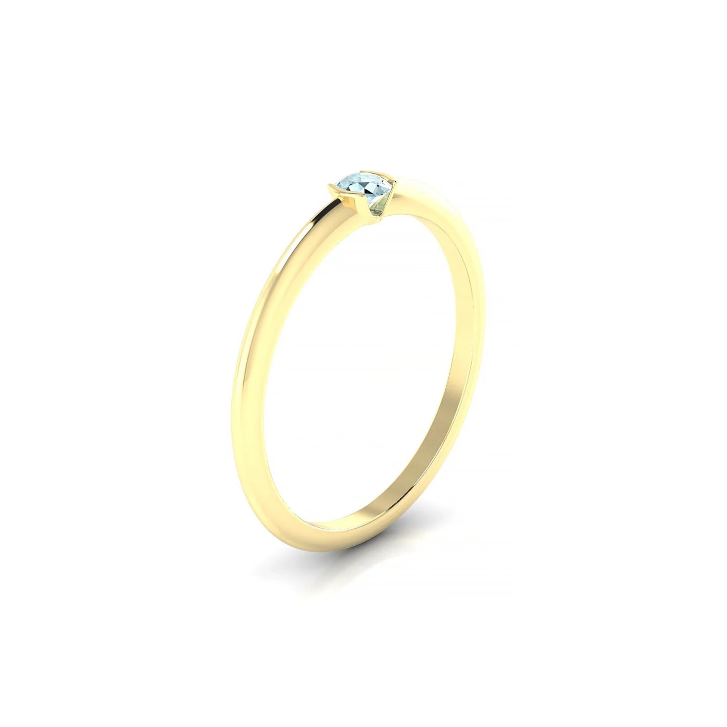 Suspense | 18k Yellow Gold 3 mm Round Aquamarine Ring