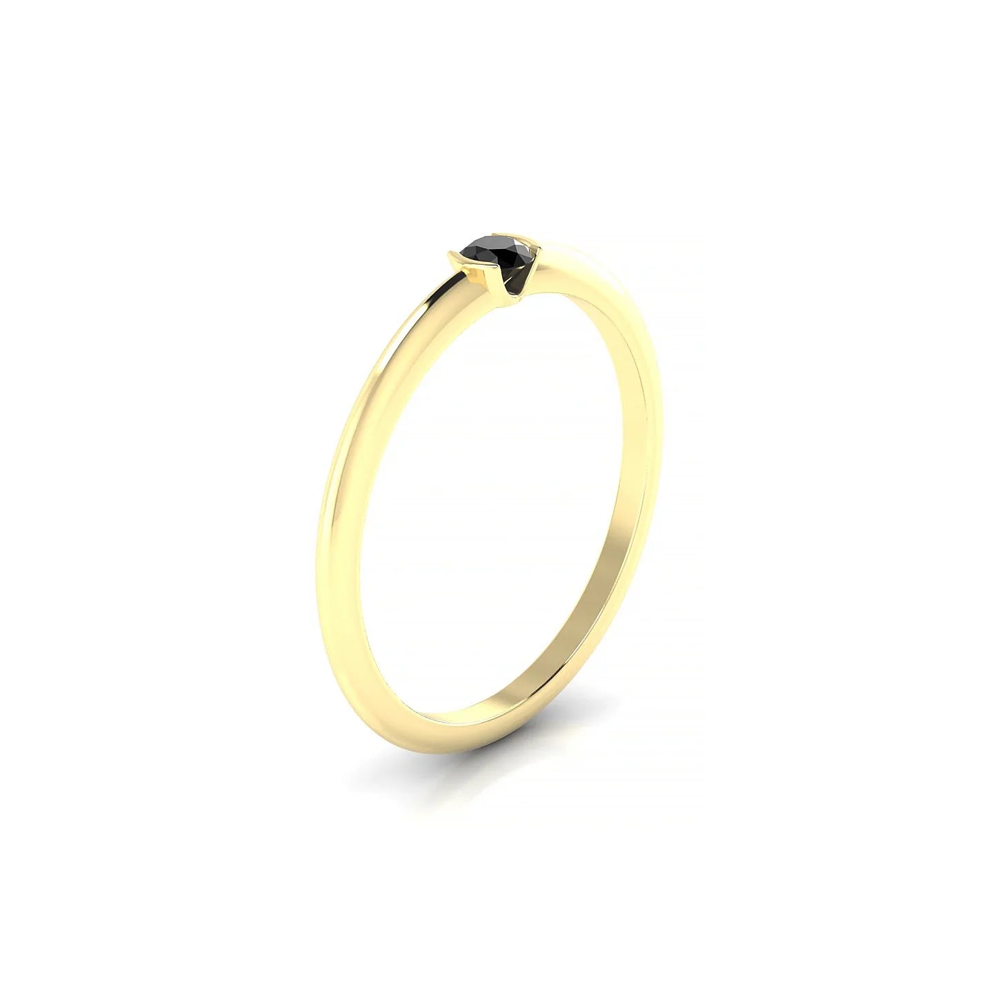 Suspense | 18k Yellow Gold 3 mm Round Black Diamond Ring