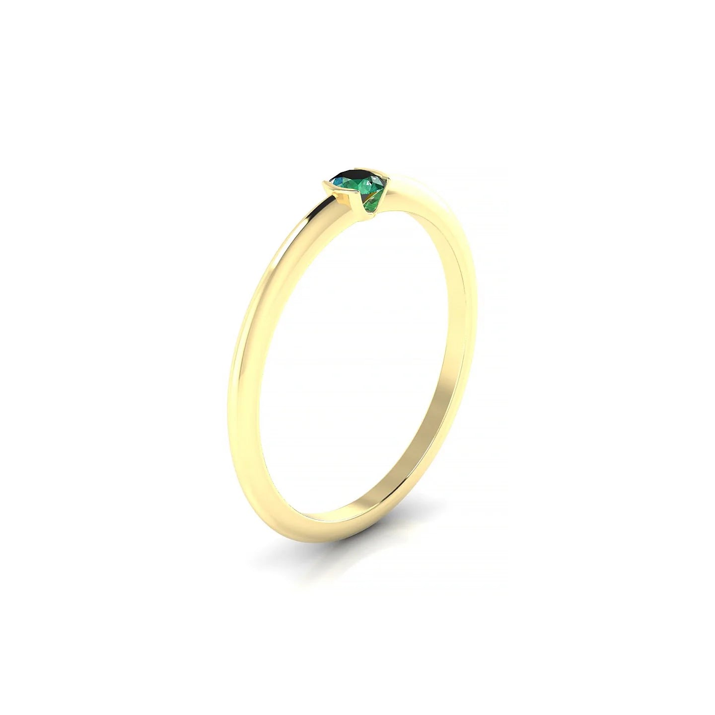 Suspense | 18k Yellow Gold 3 mm Round Emerald Ring