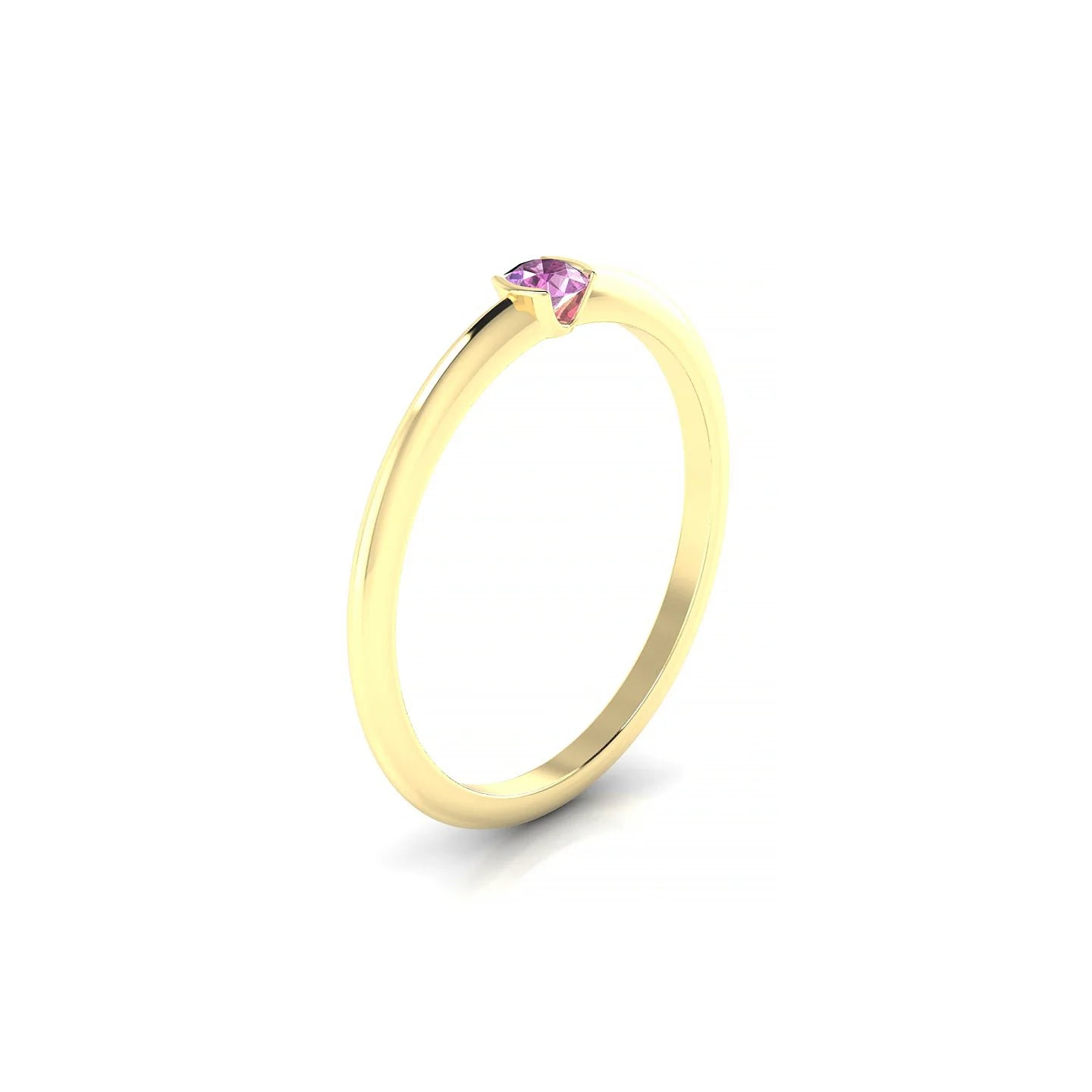 Suspense | 18k Yellow Gold 3 mm Round Pink Sapphire Ring