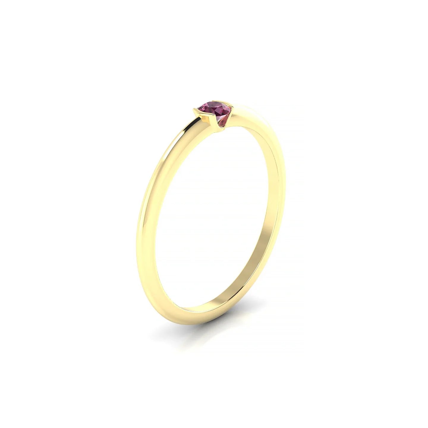 Suspense | 18k Yellow Gold 3 mm Round Rhodolite Ring