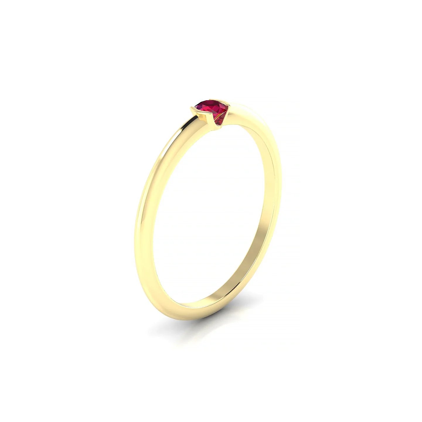 Suspense | 18k Yellow Gold 3 mm Round Ruby Ring