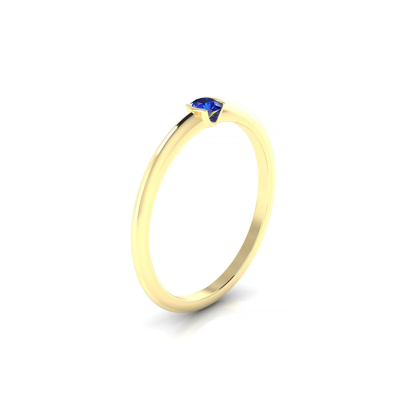 Suspense | 18k Yellow Gold 3 mm Round Sapphire Ring