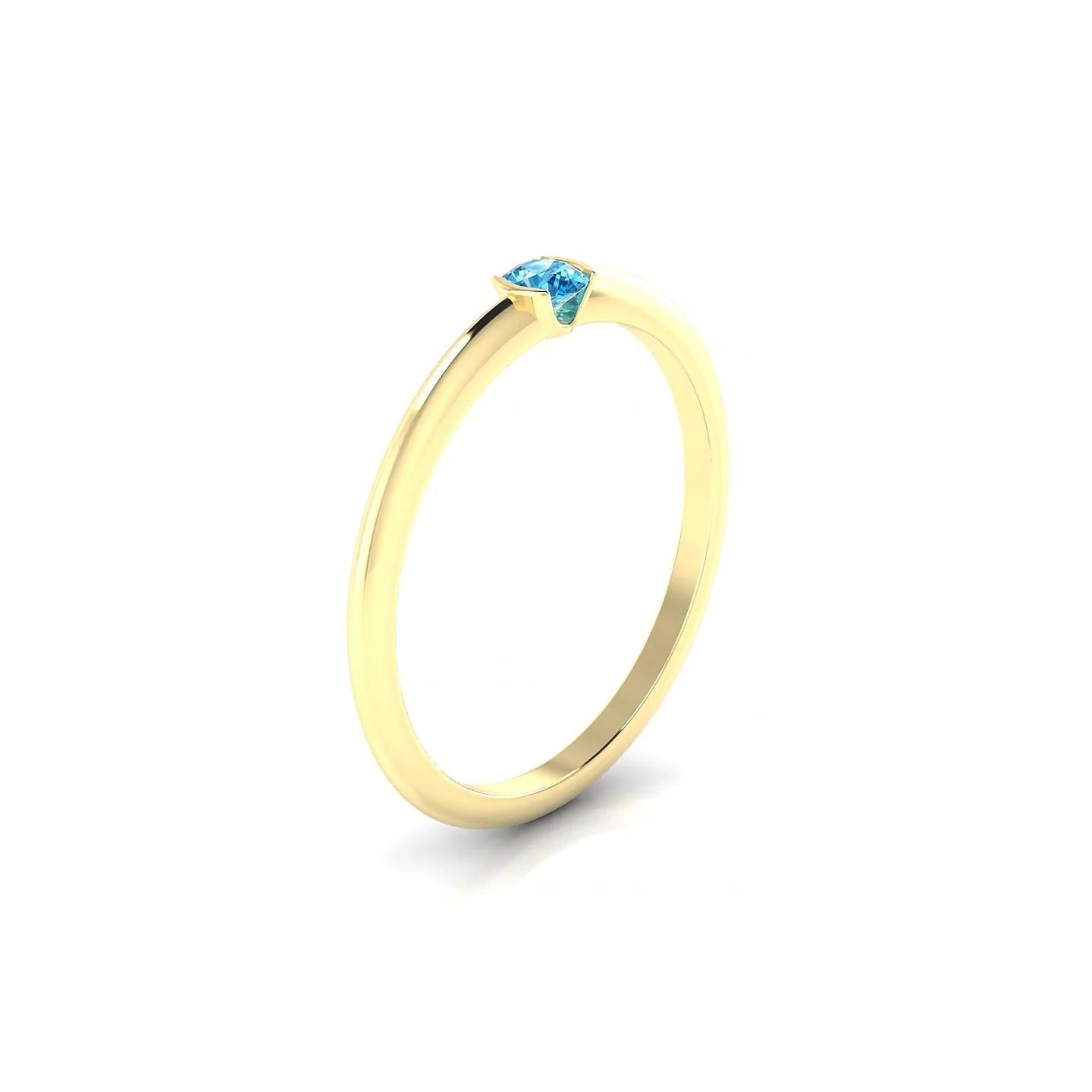 Suspense | 18k Yellow Gold 3 mm Round Topaz Ring