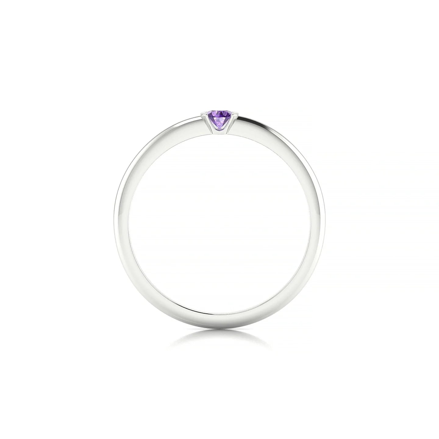 Suspense | 18k White Gold 3 mm Round Amethyst Ring