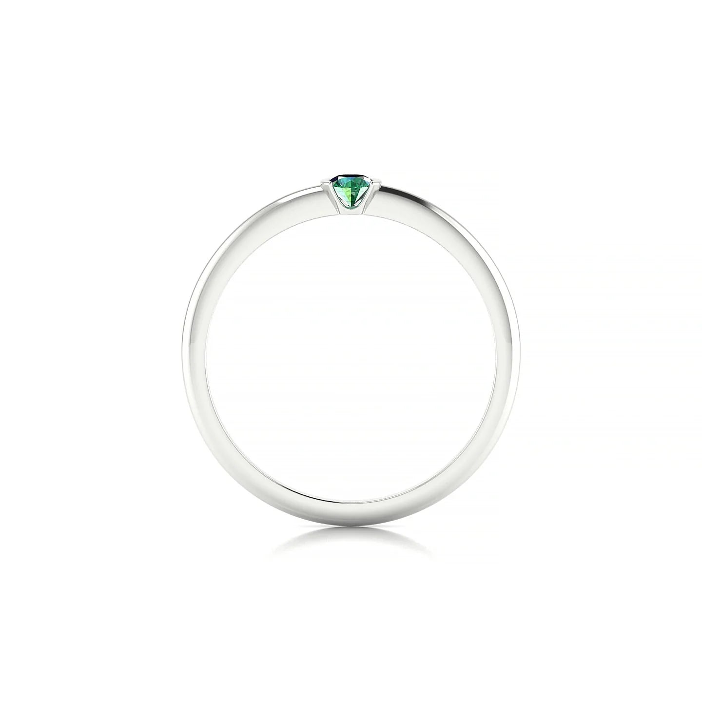 Suspense | 18k White Gold 3 mm Round Emerald Ring
