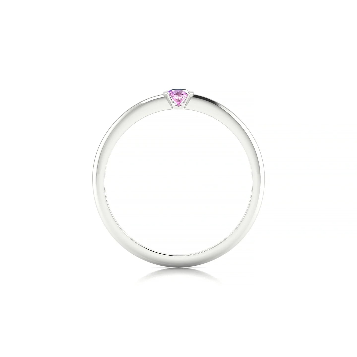 Suspense | 18k White Gold 3 mm Round Pink Sapphire Ring