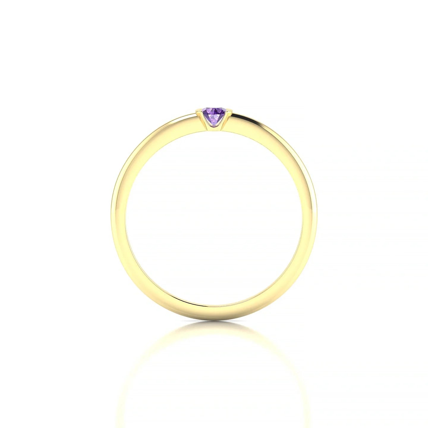 Suspense | 18k Yellow Gold 3 mm Round Amethyst Ring