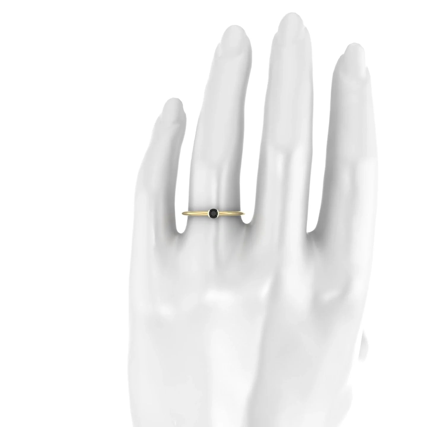 Suspense | 18k Yellow Gold 3 mm Round Black Diamond Ring