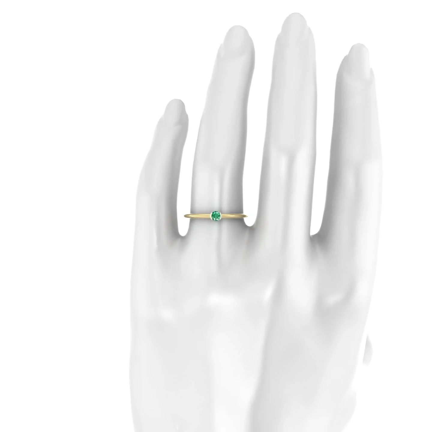 Suspense | 18k Yellow Gold 3 mm Round Emerald Ring