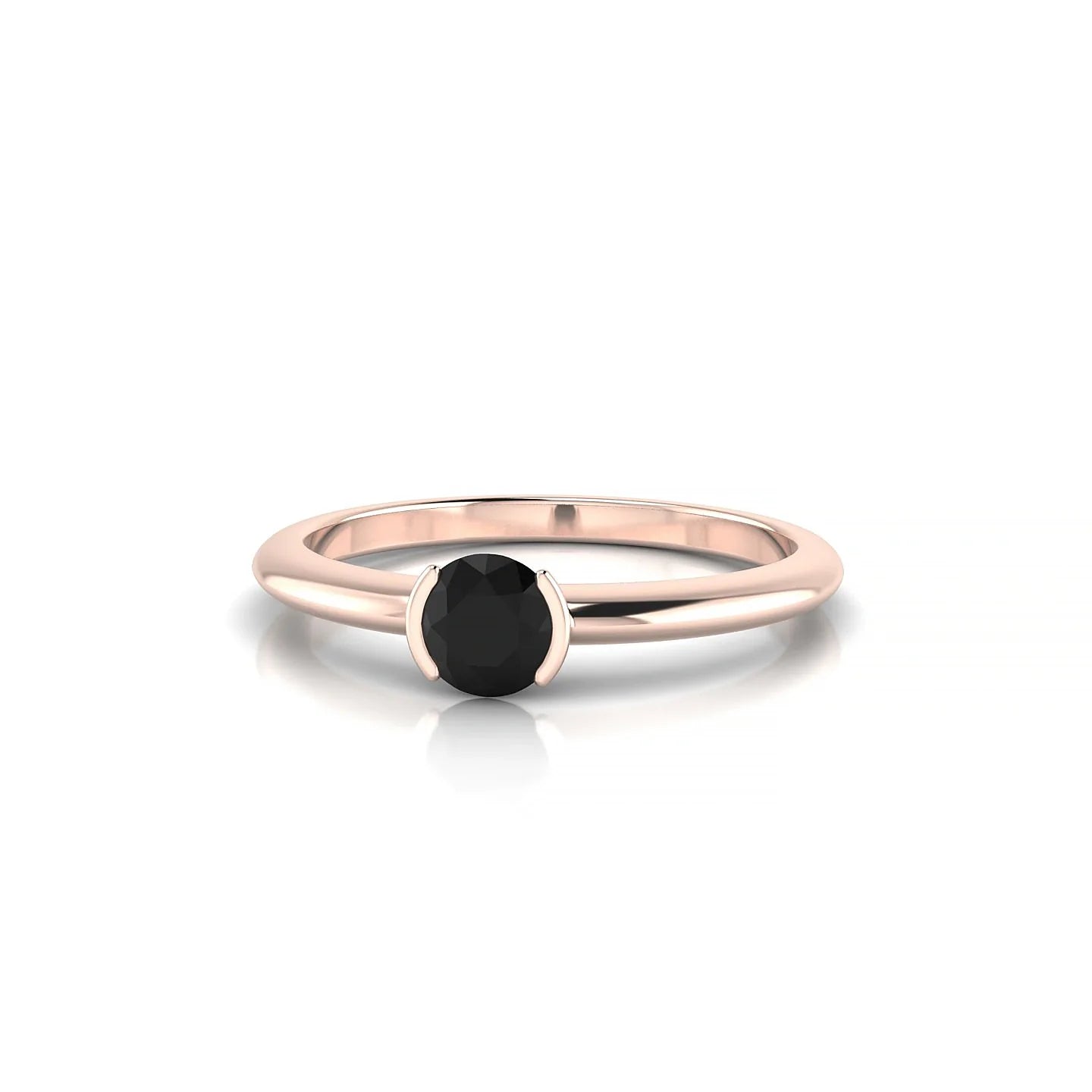 Suspense | 18k Rose Gold 4.5 mm Round Black Diamond Ring