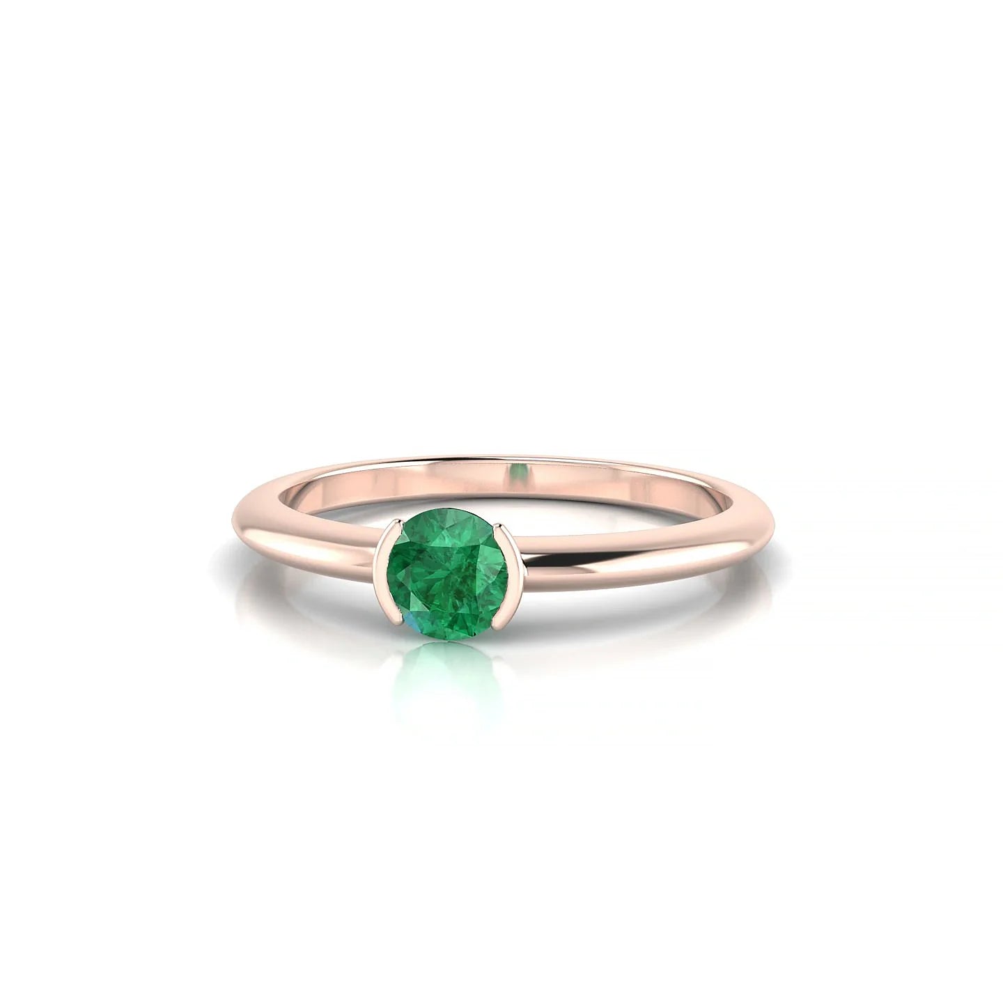 Suspense | 18k Rose Gold 4.5 mm Round Emerald Ring